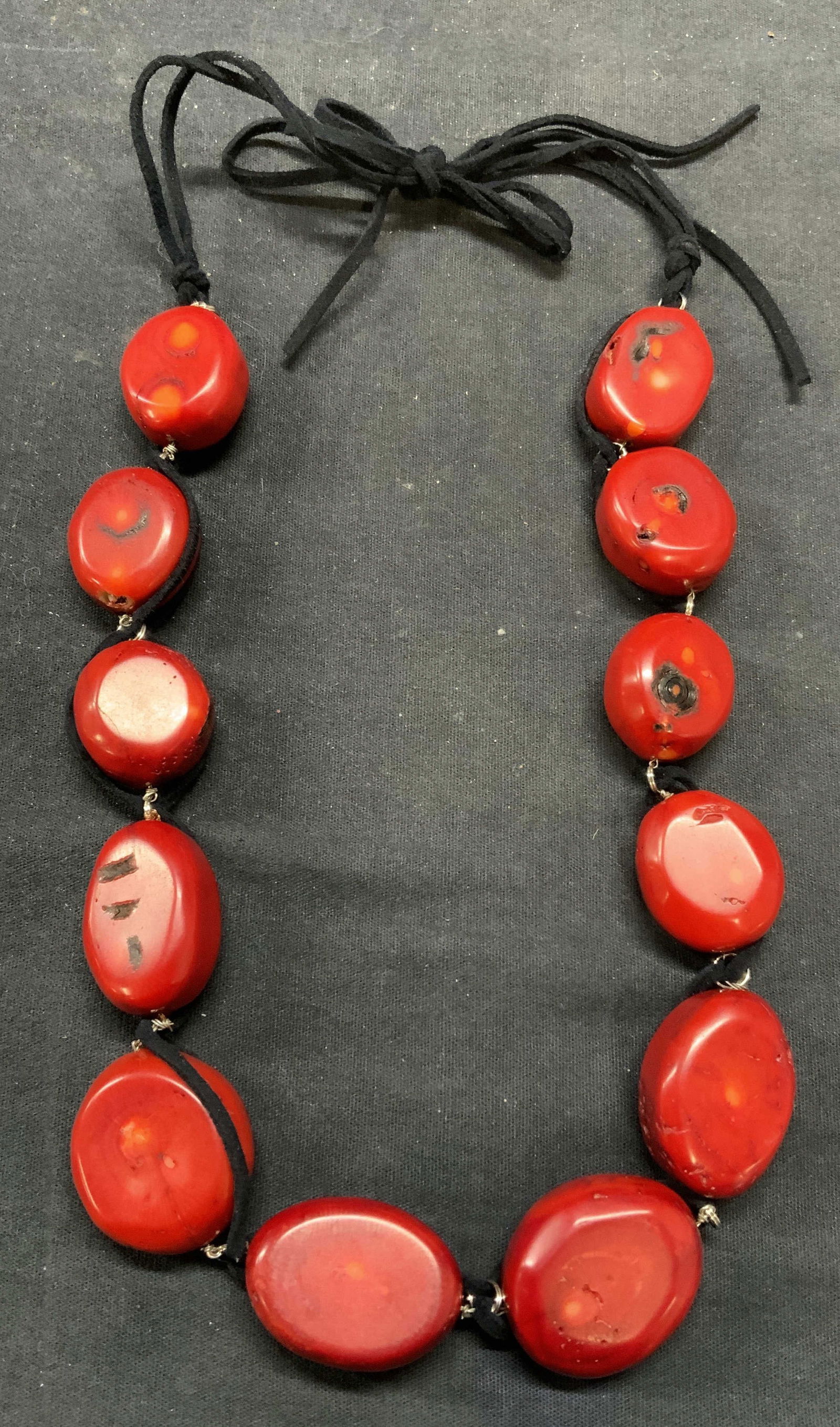 Heavy Chunky Red Coral Beaded Necklace (1 of 6)
