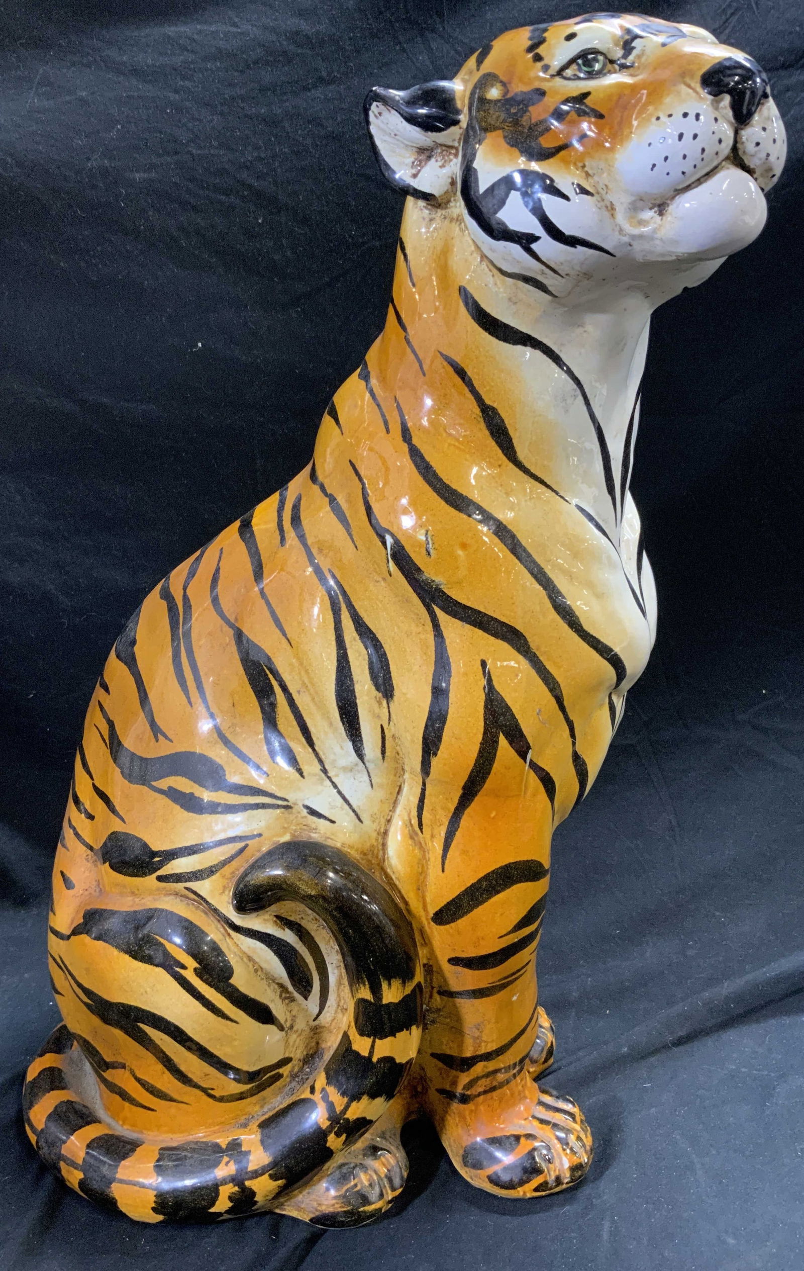 Vintage Porcelain Seated Tiger Statuary 19in (1 of 9)