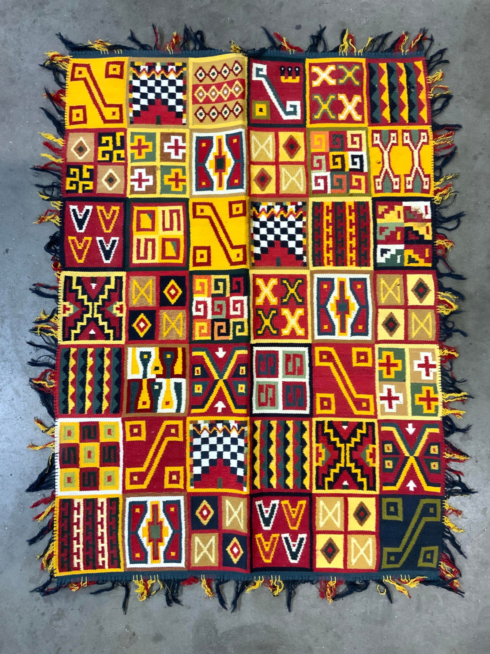 Vintage Handmade Moroccan Wool Rug W Fringes (1 of 8)