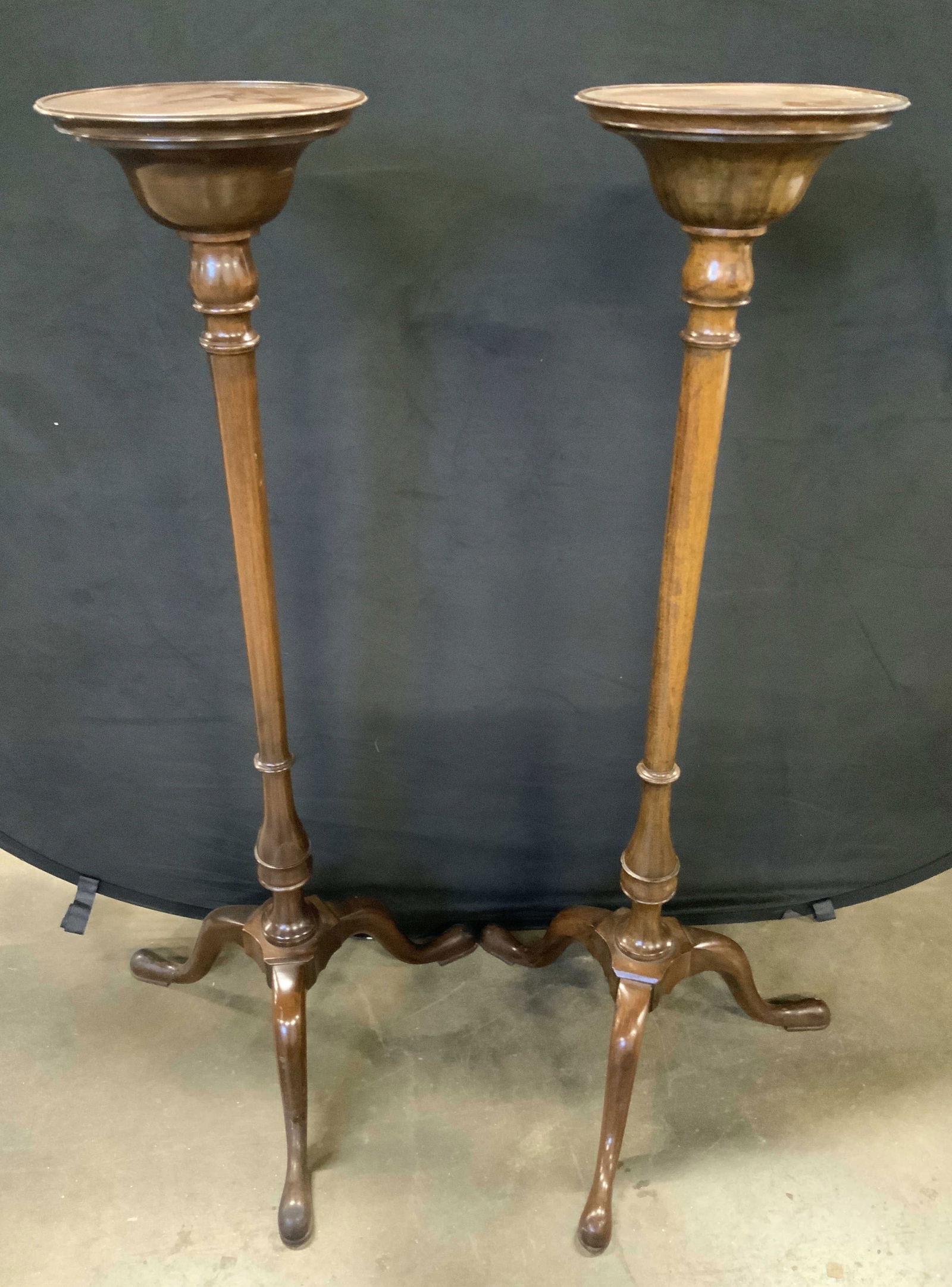 Pair Vintage Tripod Leg Wooden Pedestals (1 of 11)