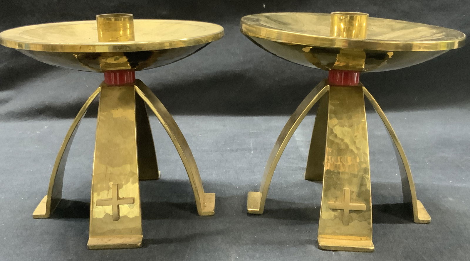 Pr 1964 Mid Century Swiss Brass Candlesticks (1 of 9)