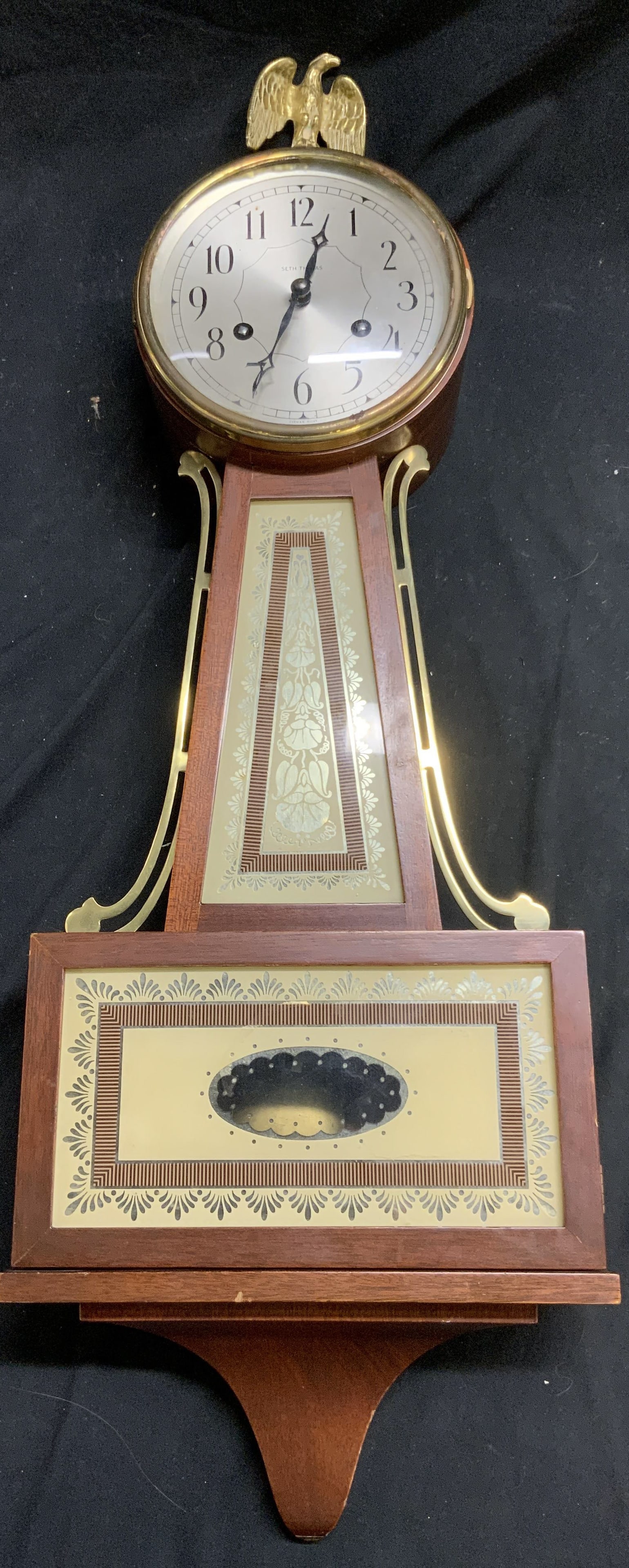 SETH THOMAS Vntg Banjo Wooden Wall Clock 29.5in (1 of 10)