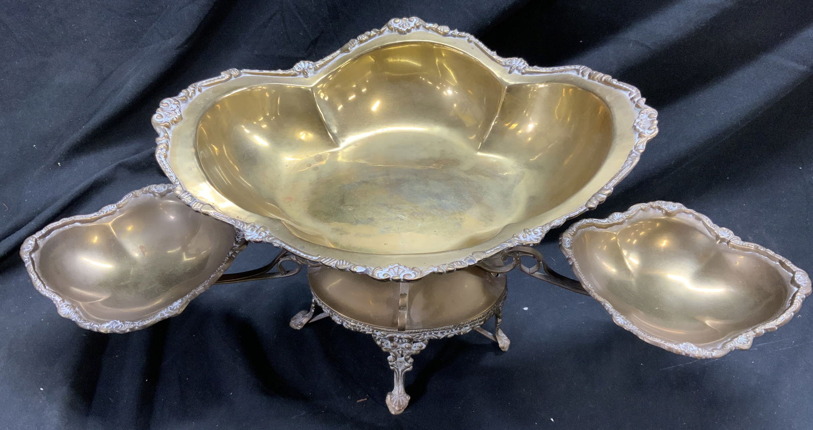 MOTTAHEDAH Sgn 3 Pc Brass Table Epergne, Portugal (1 of 12)