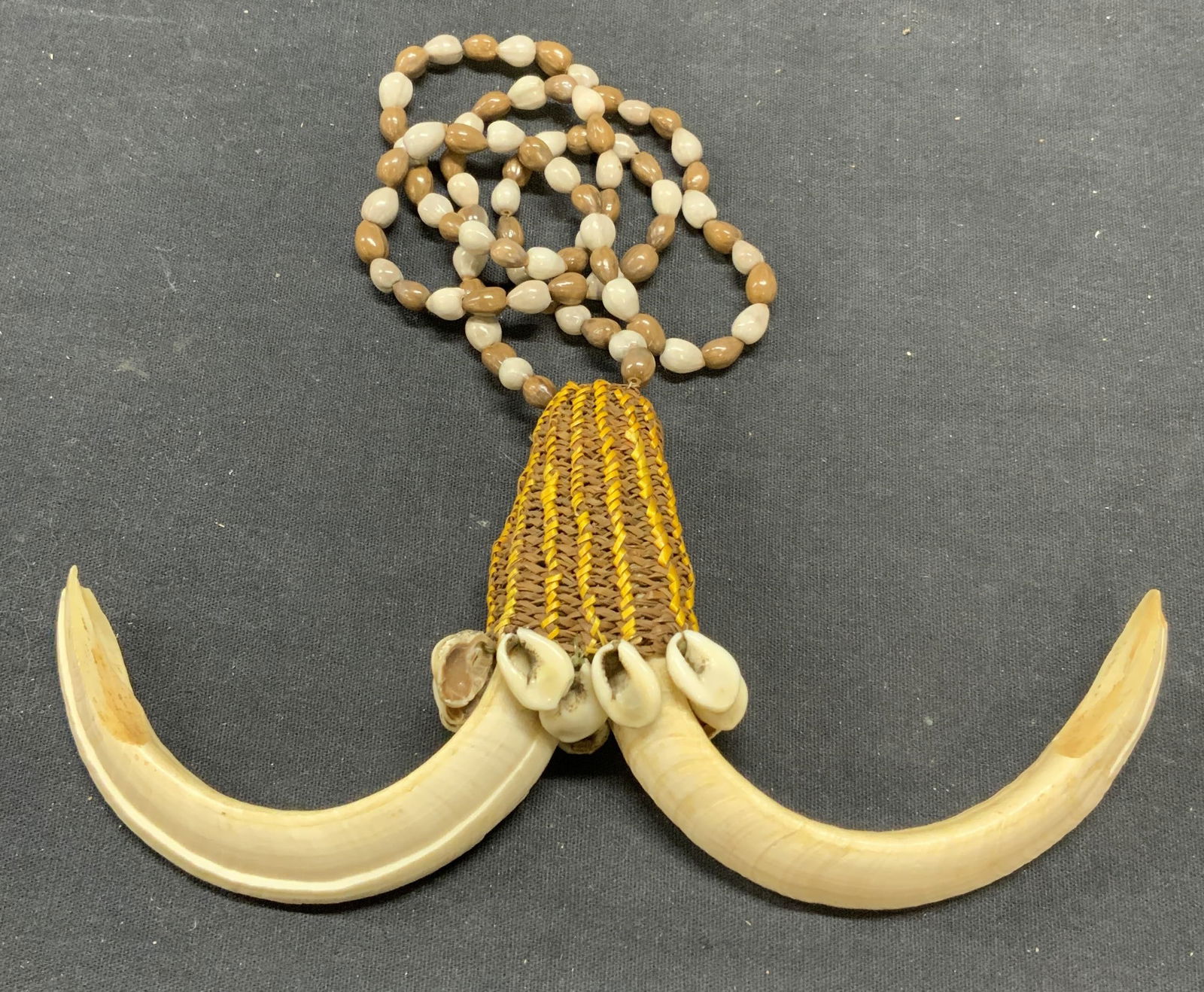 Vintage Horn, Shell & Beaded Tribal Necklace (1 of 8)