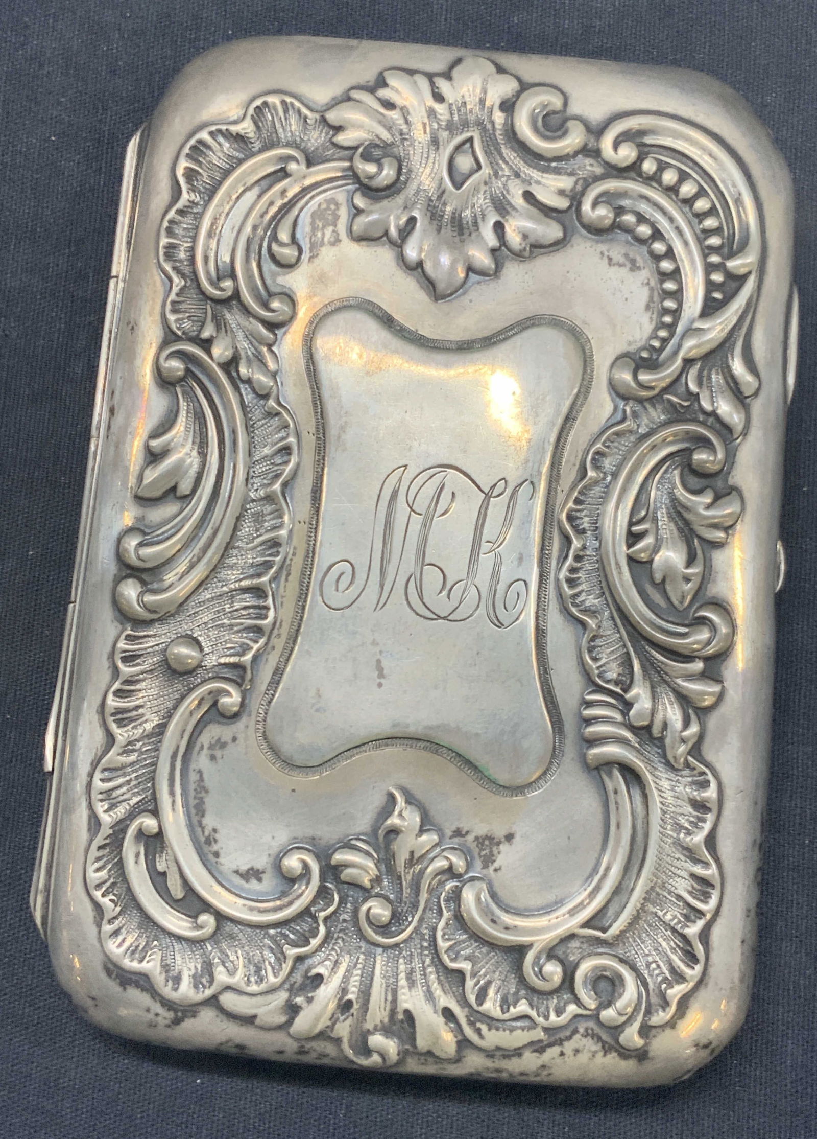 Antique Monogrammed Sterling Embossed Cigarette Box (1 of 7)