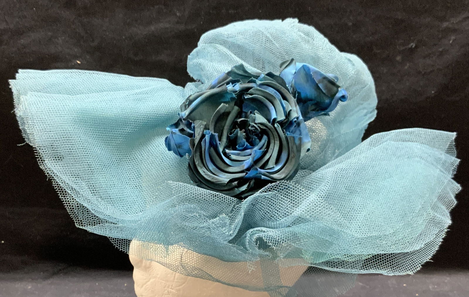 Vintage Kozak Blue Tulle Flower Hat (1 of 10)