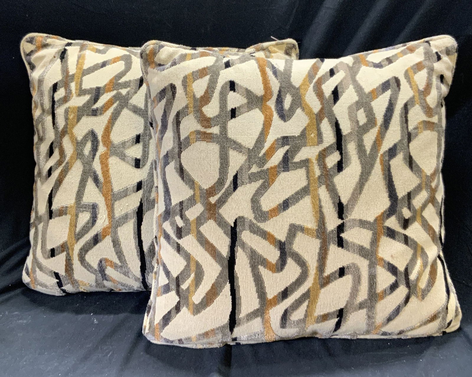Pair Beige Multi Color Woven Patterned Pillows (1 of 7)