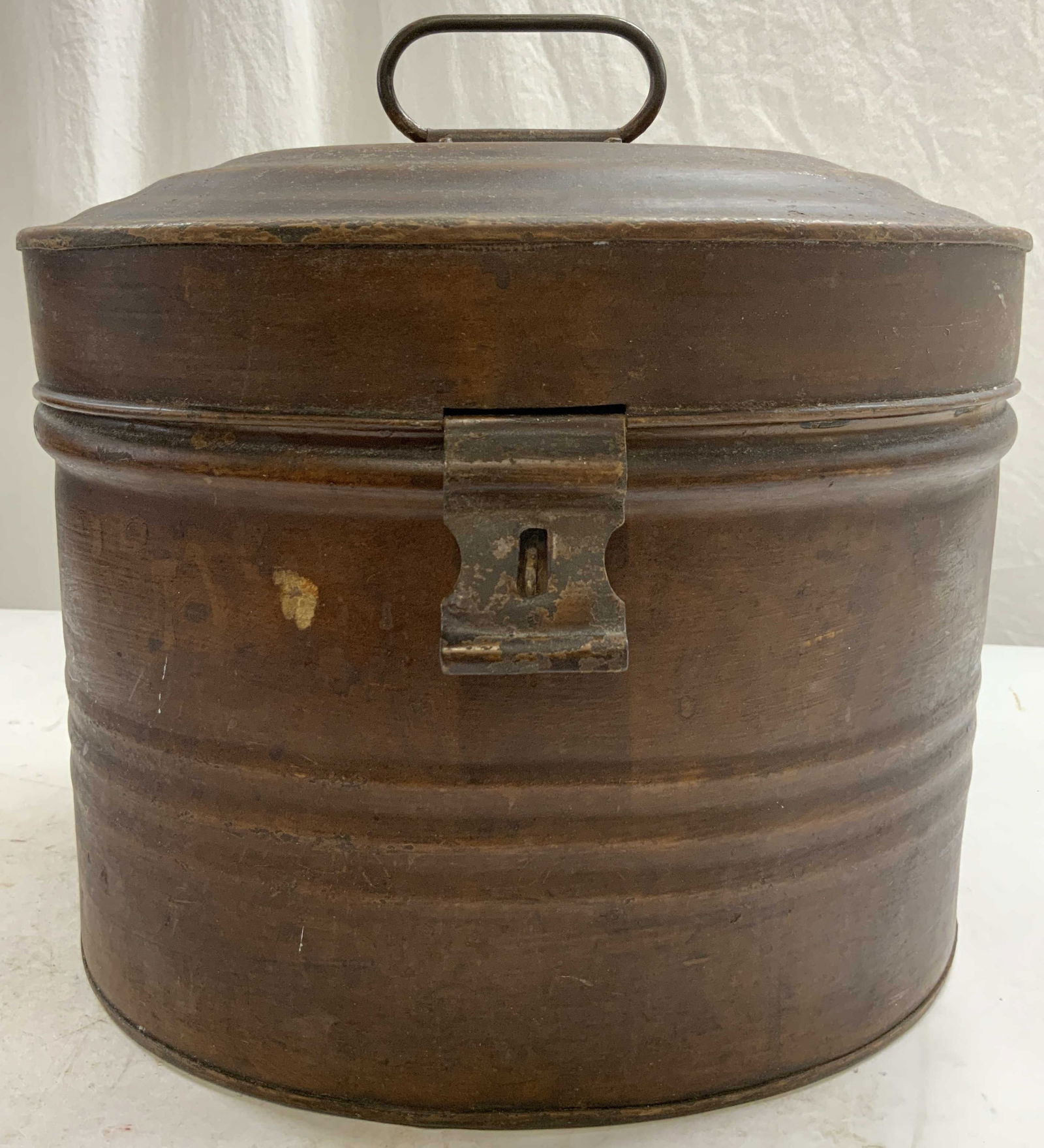 Antique Lidded Metal Box W Handle (1 of 9)