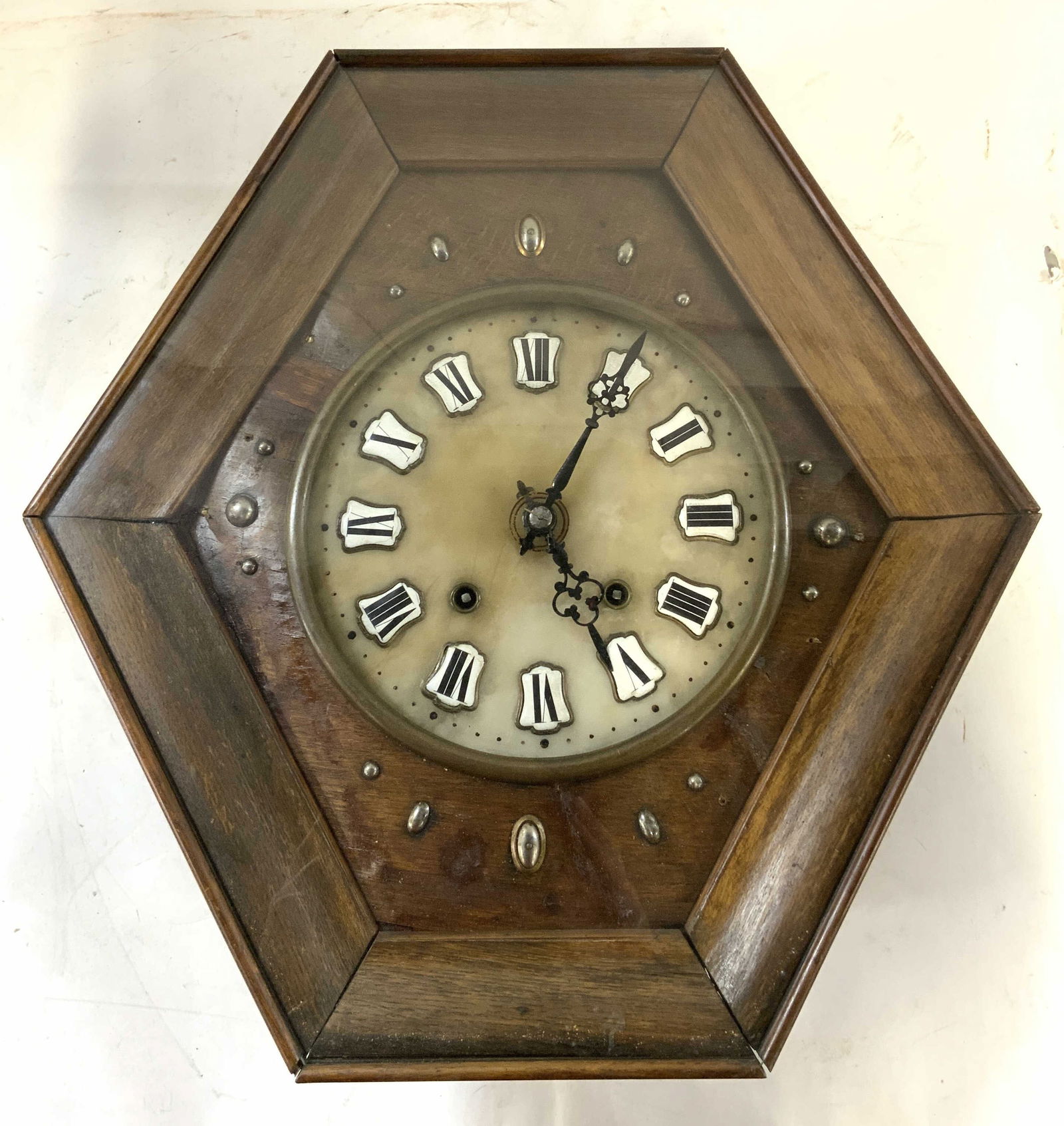 BIARITZ Antq French Time & Strike Wood Wall Clock (1 of 7)