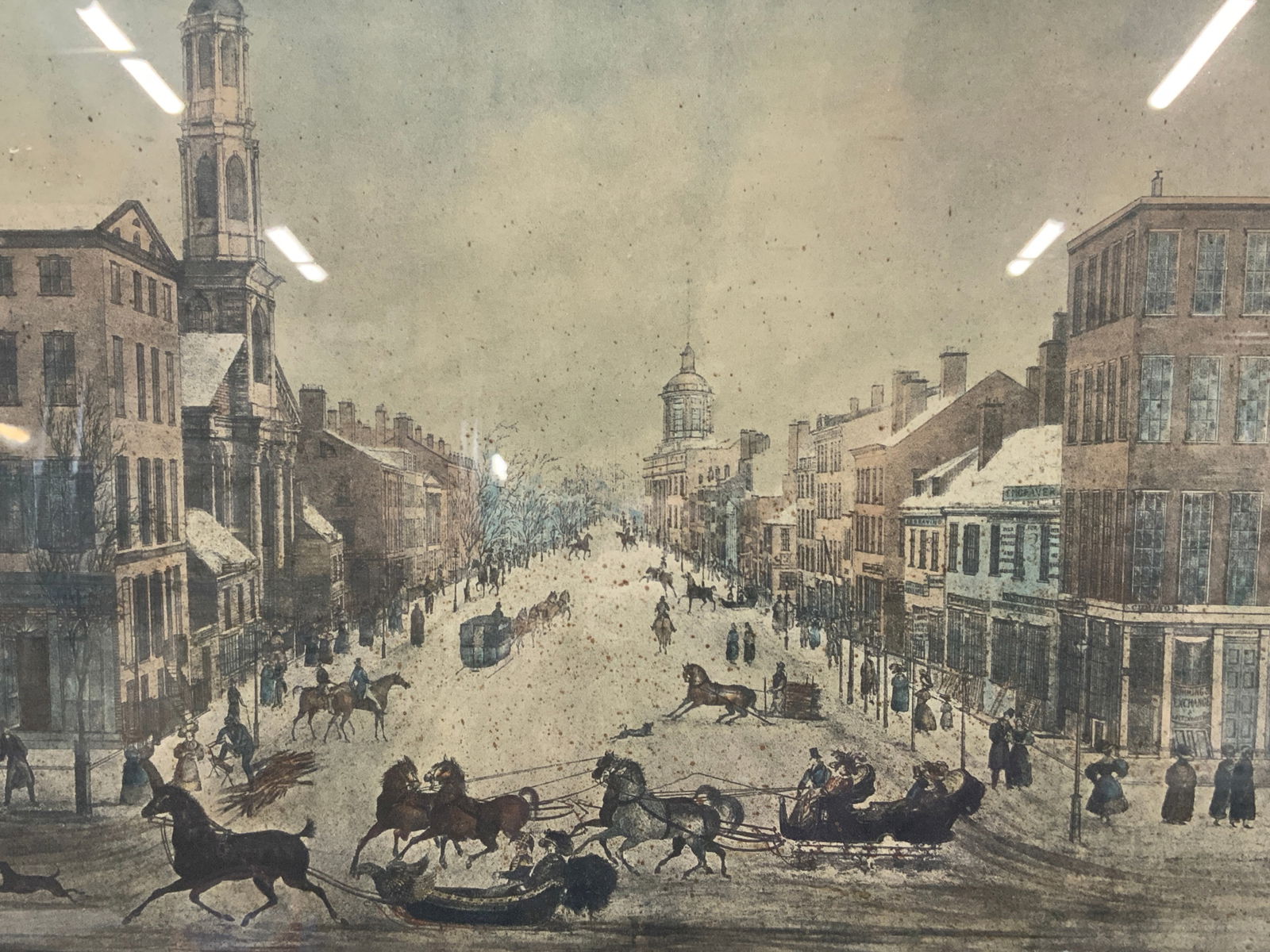 Wall Street 1830 Street Scene Lithograph (1 of 11)