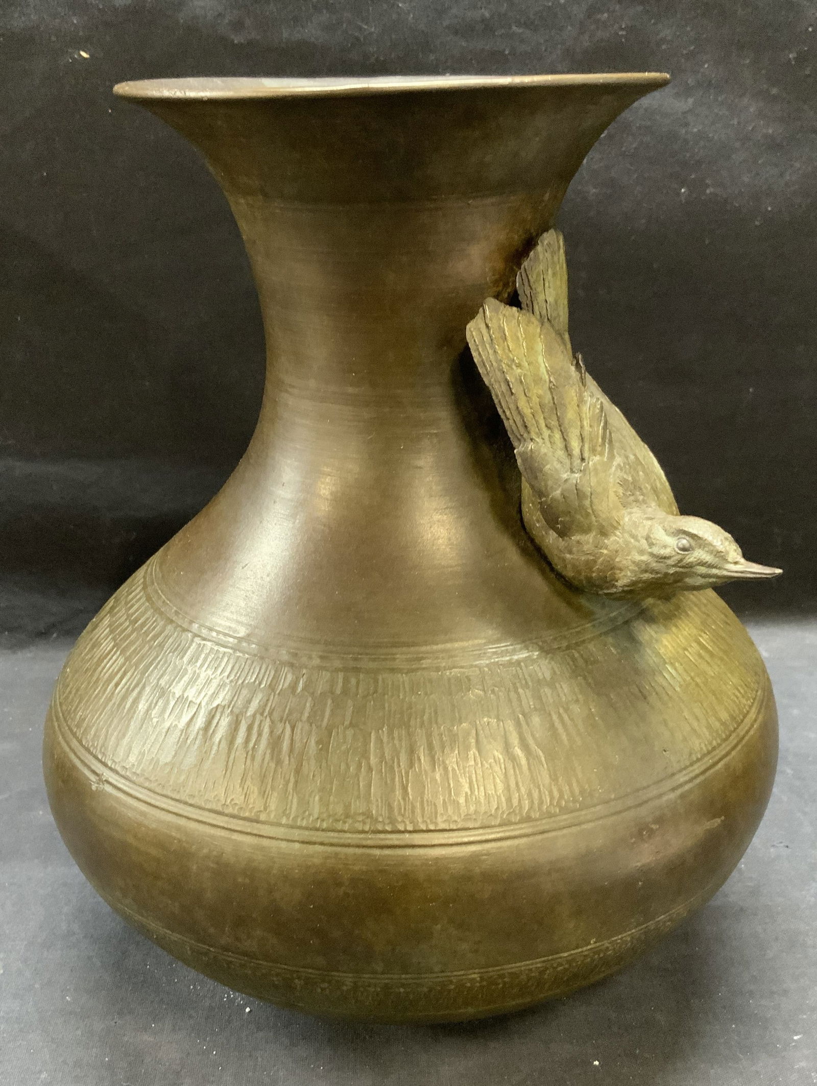 Vintage Heavy Bronze Bird Vase (1 of 7)