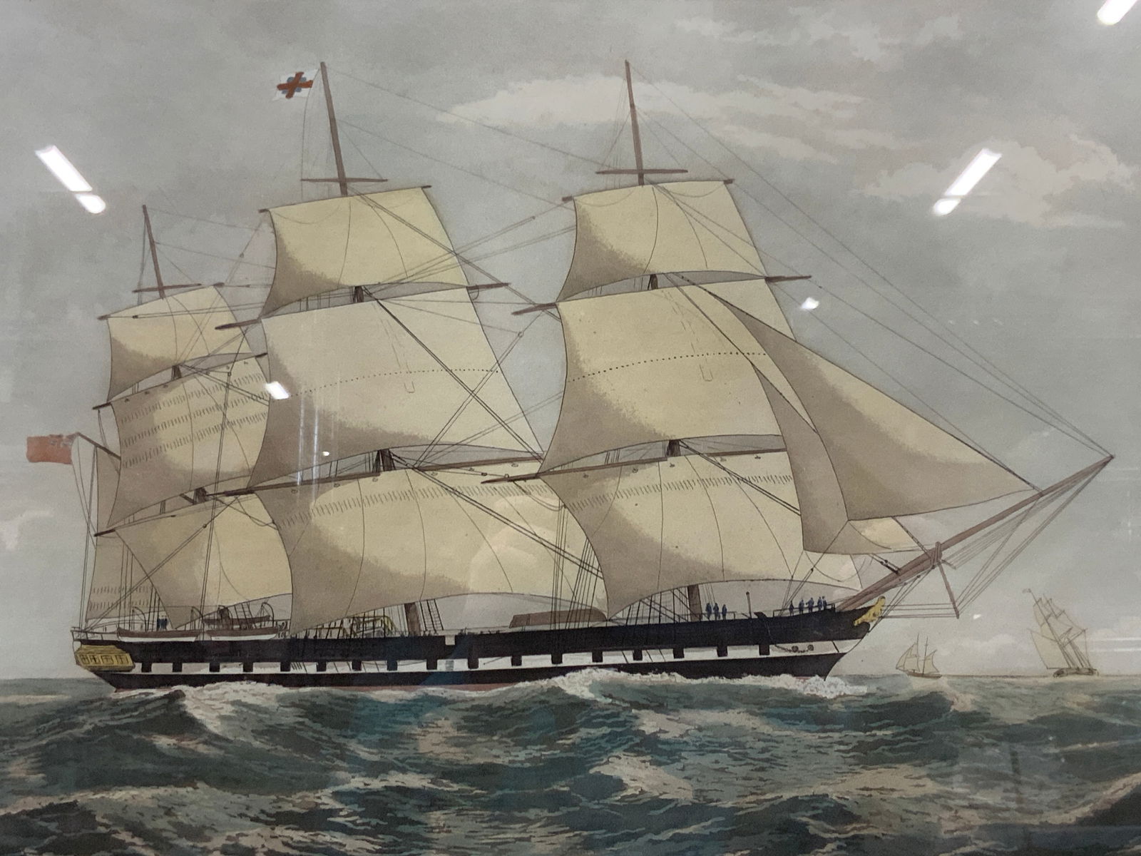 Antq Clipper Ship Colored Plate Engraving (1 of 11)