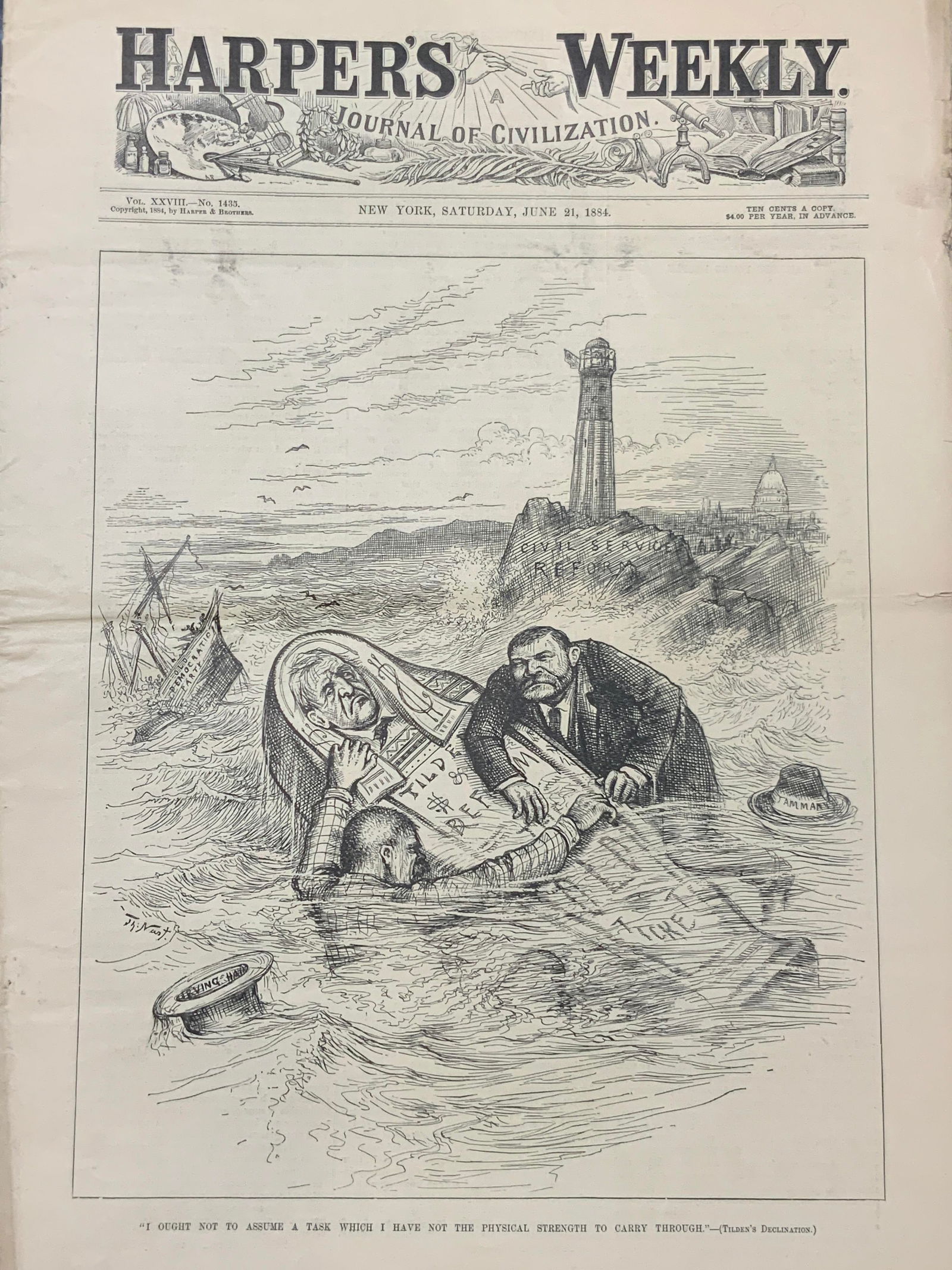 1884 Harpers Weekly Antq Illustr Political Magazine (1 of 19)