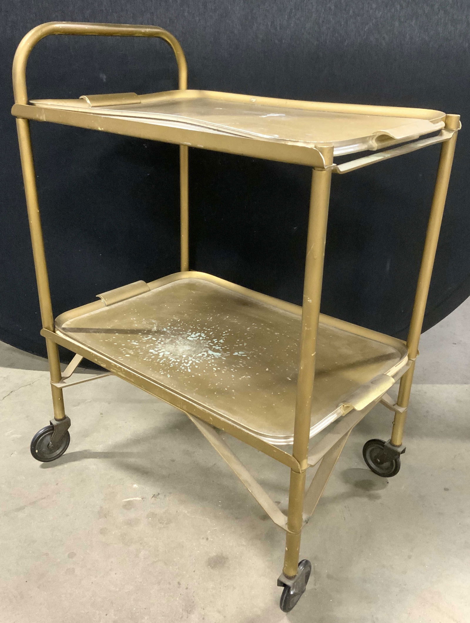 Vintage Gilt Metal 2 Tier Tea Cart (1 of 8)
