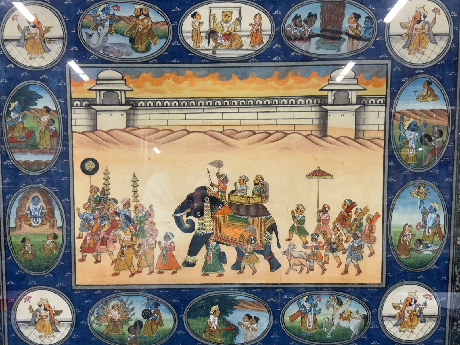 Antq Indian Watercolor & Gouache On Silk Painting (1 of 13)