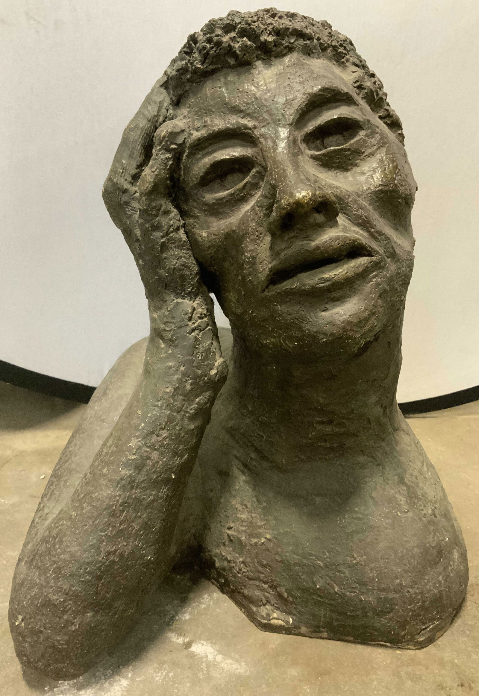 Vntg Ceramic Male Figure Bust Garden Statuary 23in (1 of 9)