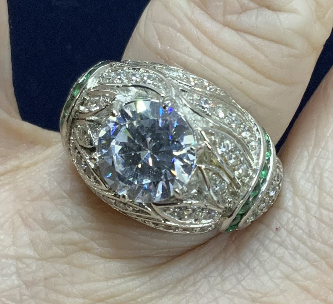 Sterling Silver Ring with Demantoid Garnet (1 of 7)