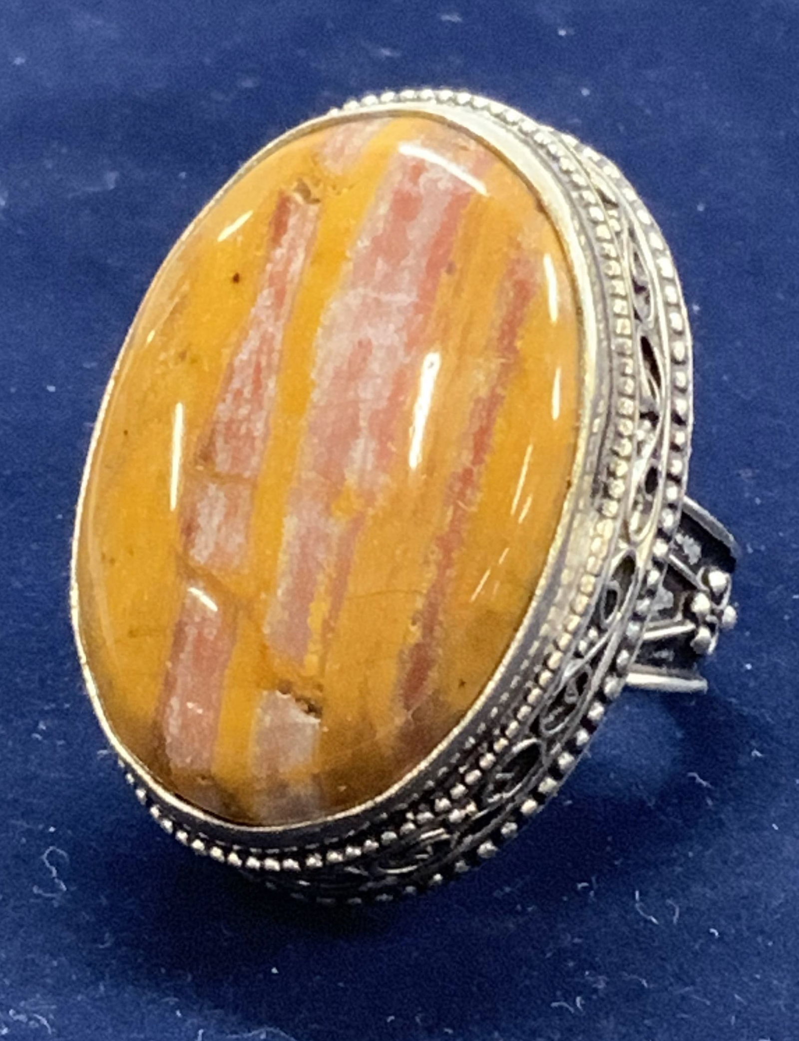 Hand Crafted Sterling Spiny Oyster Stone Ring (1 of 6)