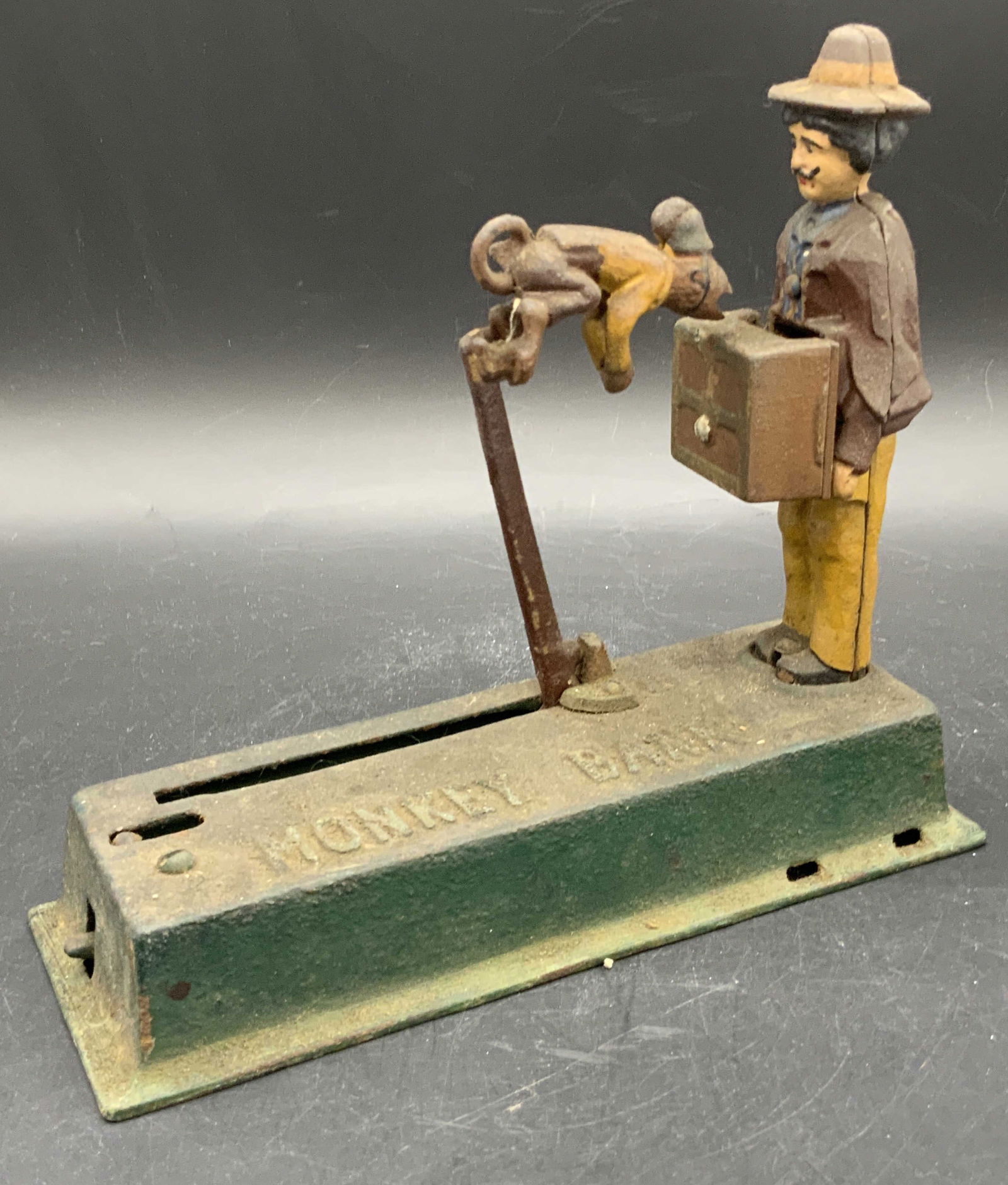 Vintage Cast Iron Mechanical Monkey Coin Bank (1 of 9)