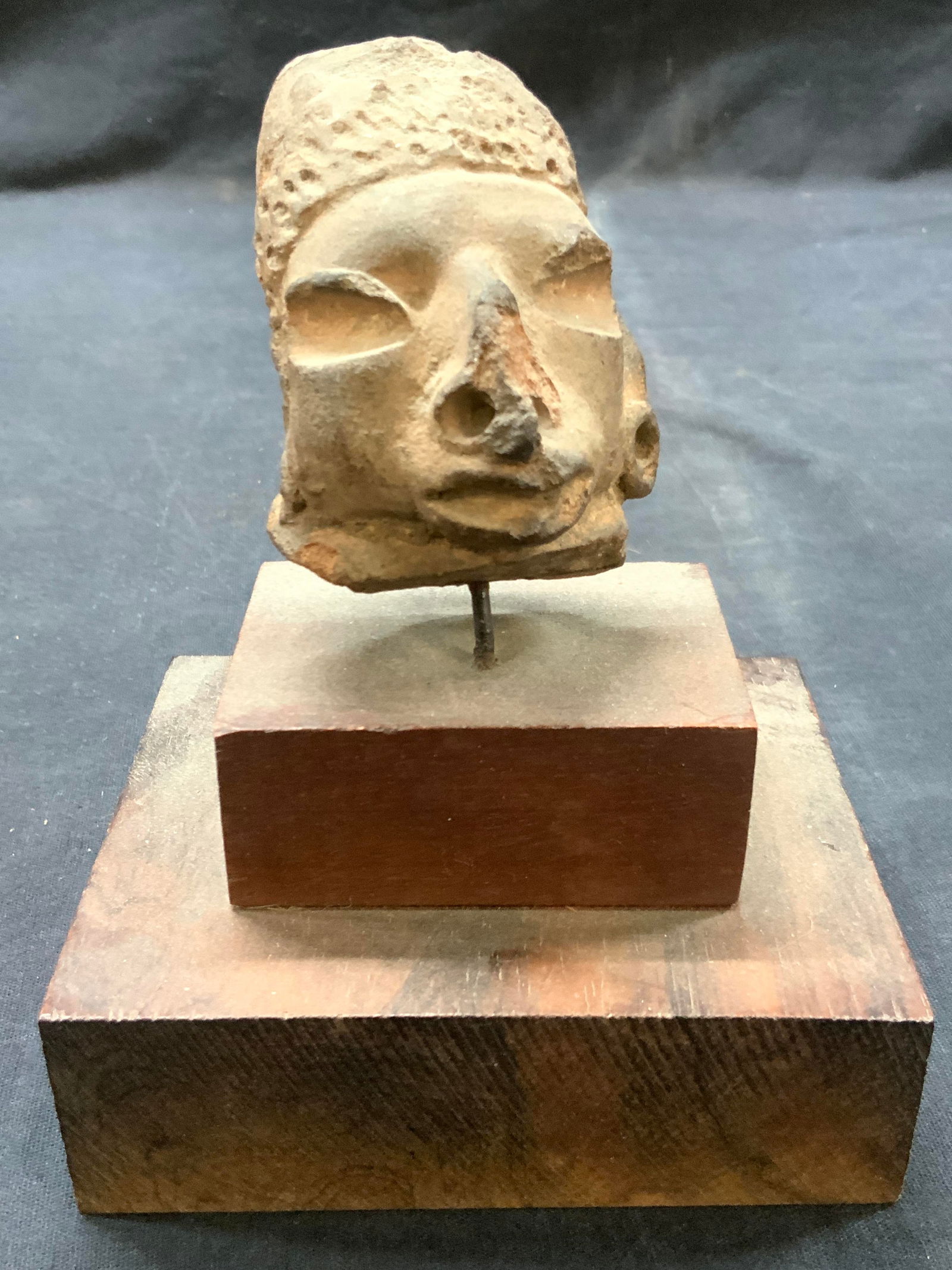 Antique Terracotta Head Sculpture On Wooden Base (1 of 8)
