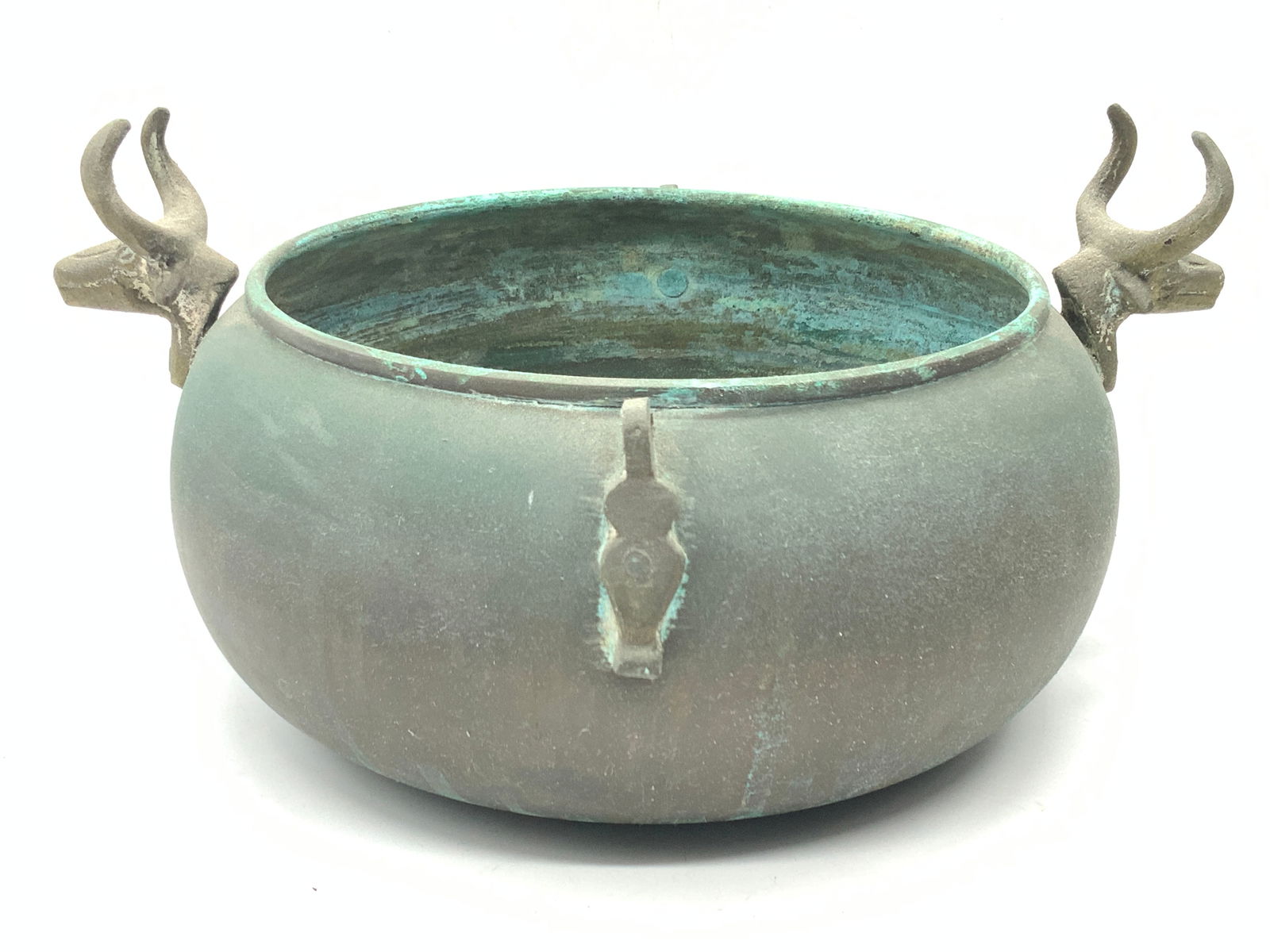 Antique Copper & Brass Ox Head Figural Bowl (1 of 10)