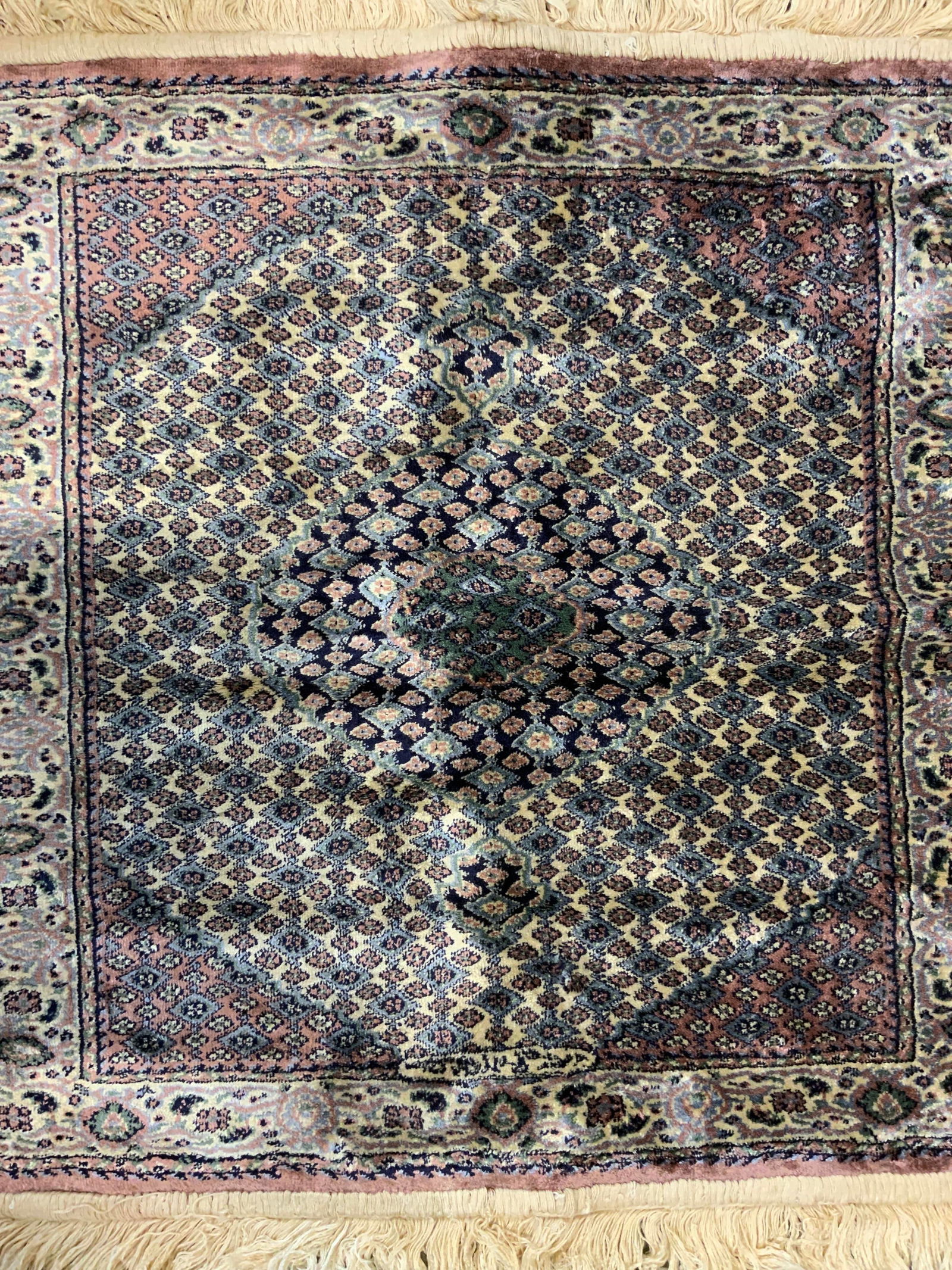 Vintage Handmade Silk Fringed Oriental Rug (1 of 8)