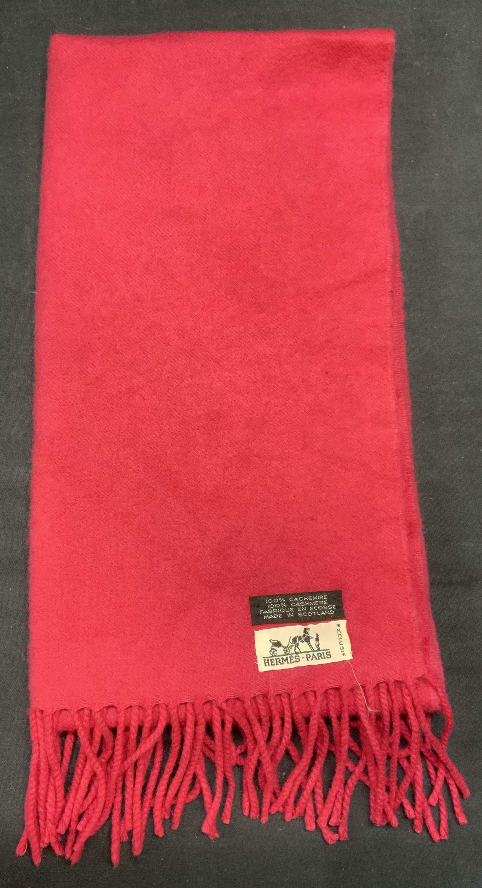 Hermes Paris Pink Cashmere Fringe Scarf, Scotland (1 of 6)