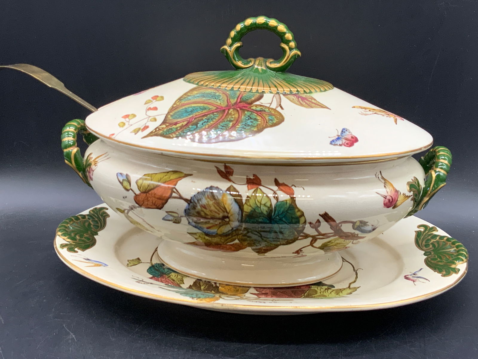 TRENTHAM Antique C. 1870s Tureen W/ Plate & Spoon (1 of 18)