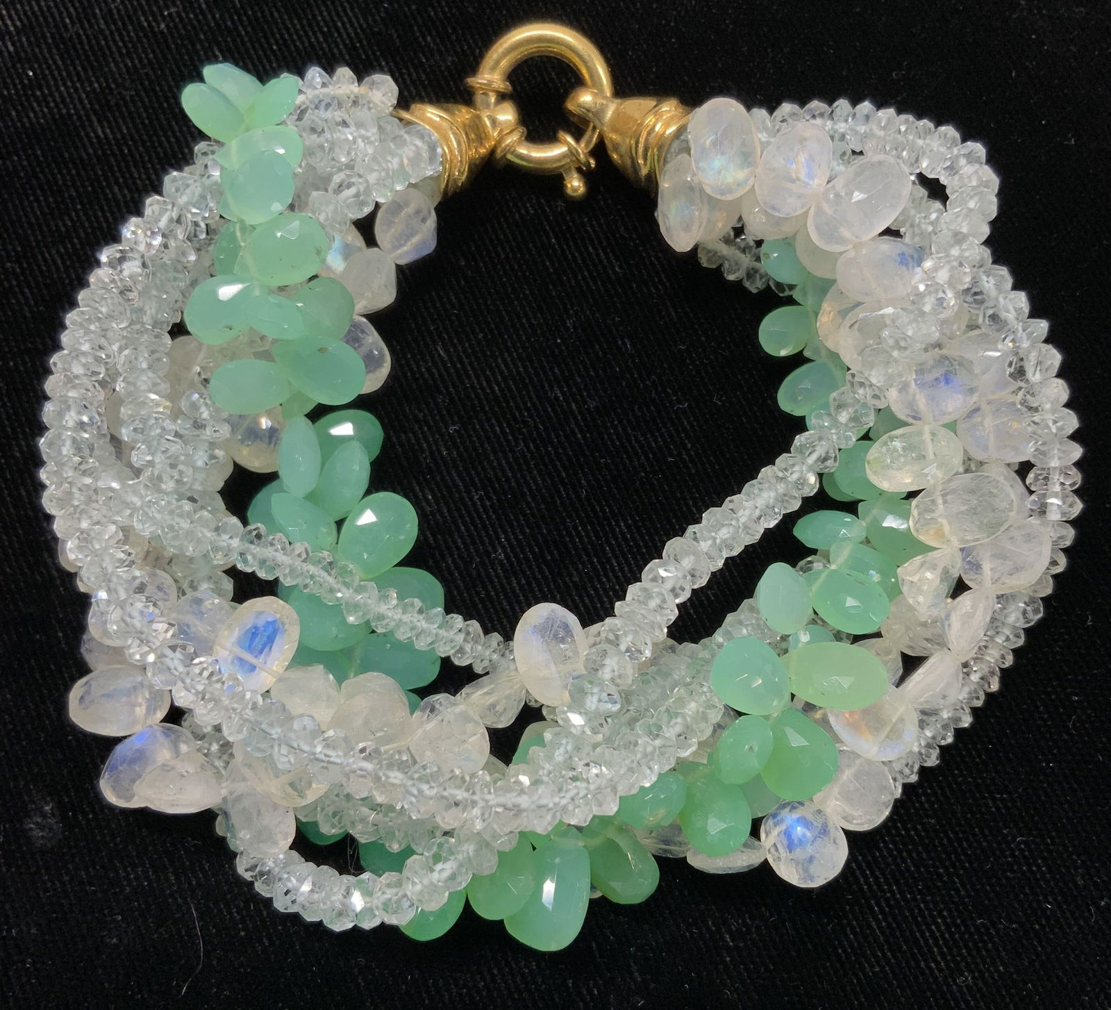 Chrysoprase Moonstone Multi Strand Bracelet (1 of 7)