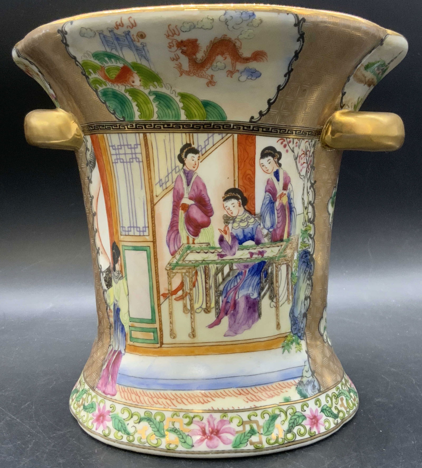 Signed Hand Painted Asian Porcelain Cachepot (1 of 15)