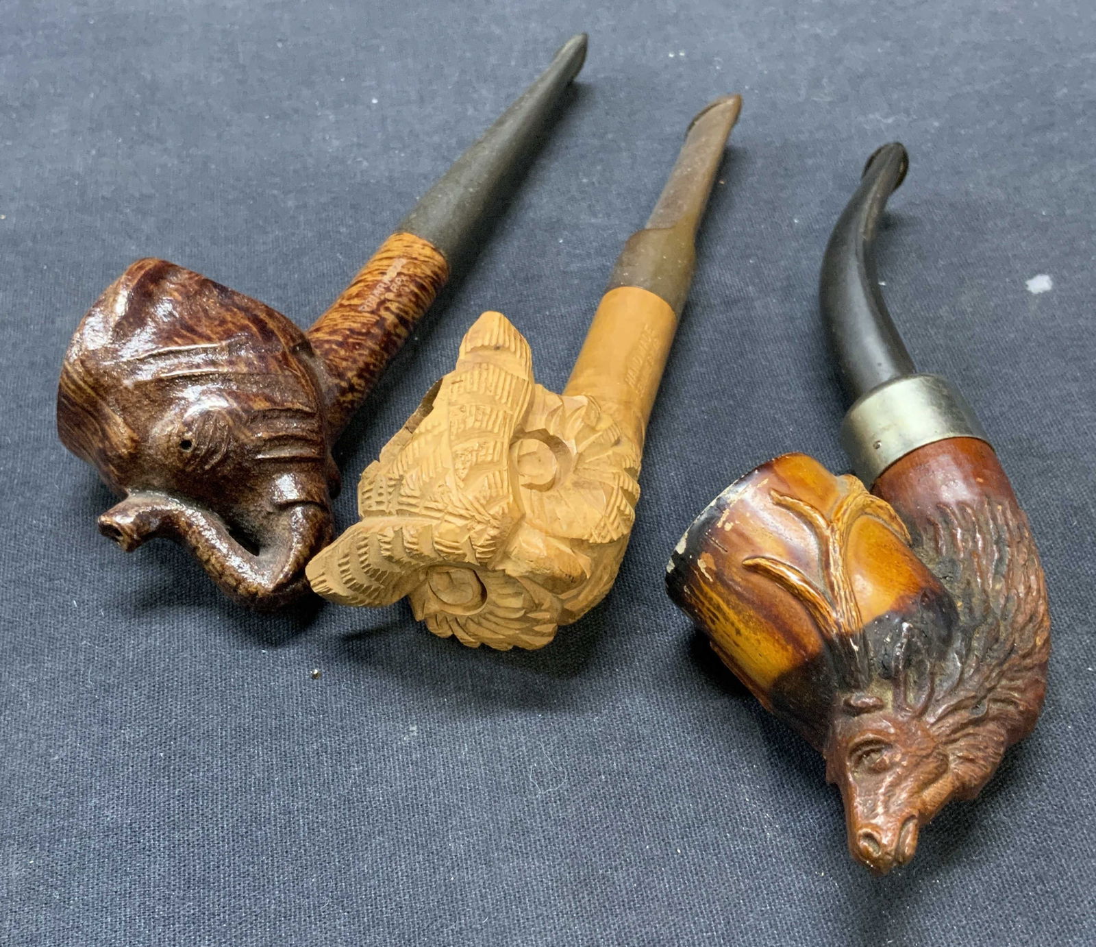 Lot 3 RP Elephant Pipe, Owl Pipe, Stag Pipe (1 of 12)