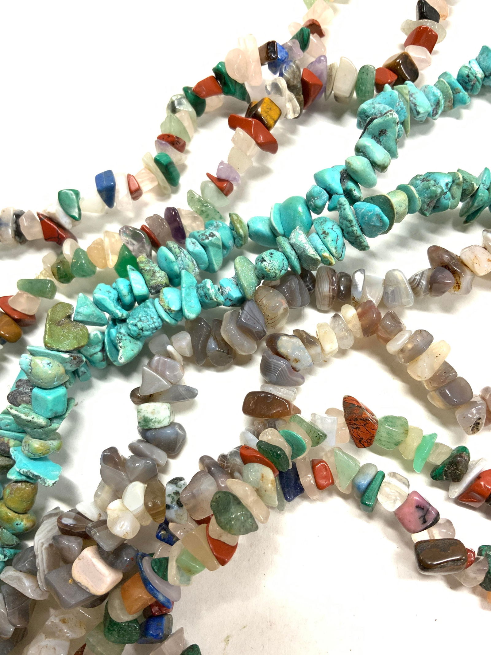 Lot 4  Gemstone Chip Necklaces, Turquoise (1 of 6)