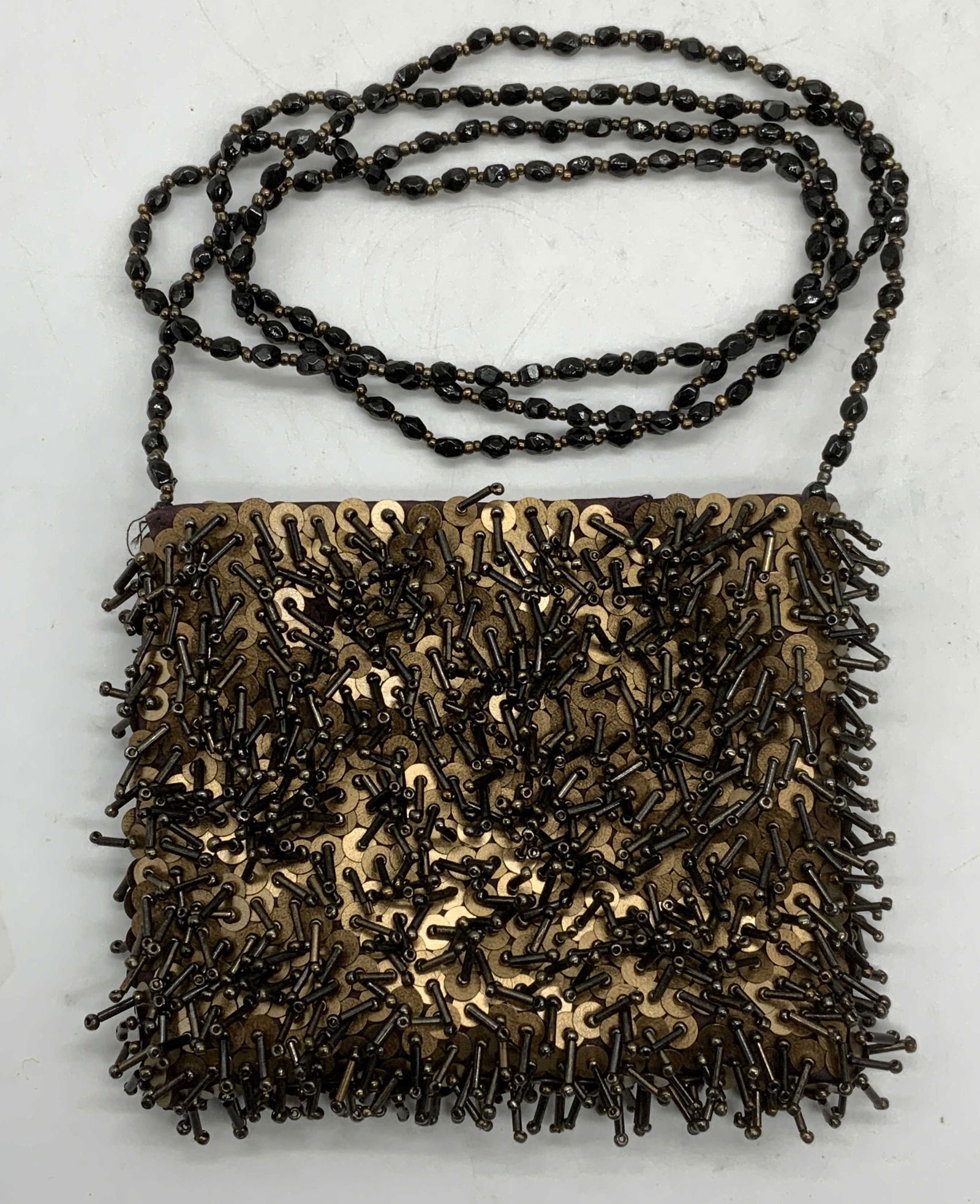 Vintage MOYNA Bronze Tn Beaded Sequin Handbag (1 of 7)