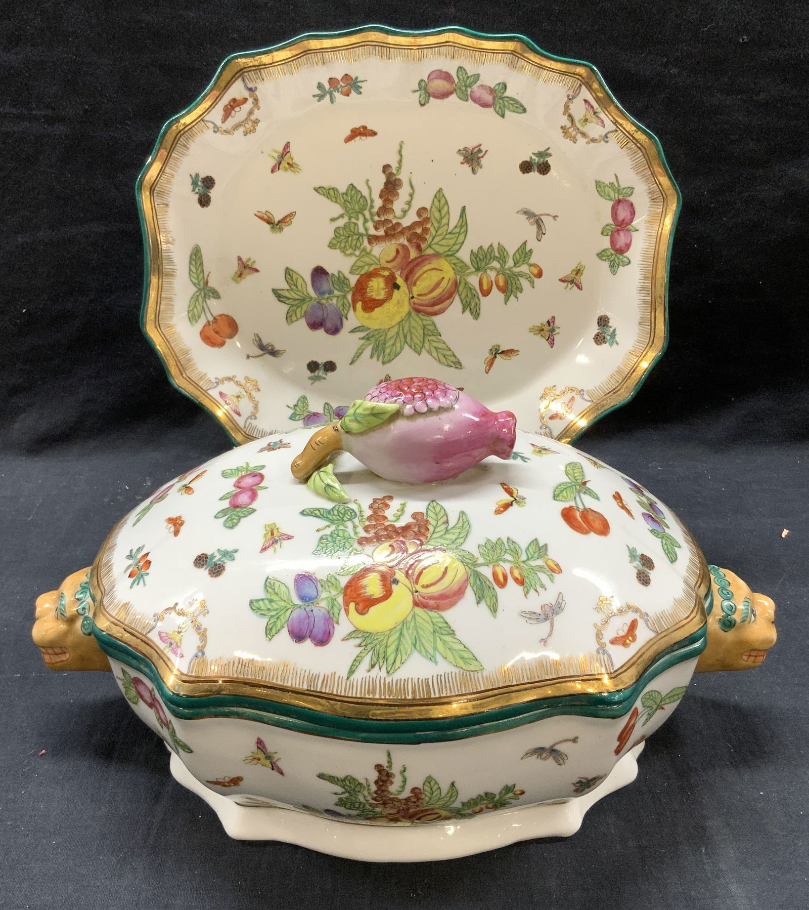Antique Asian Porcelain Lidded Tureen w Under Plate (1 of 14)