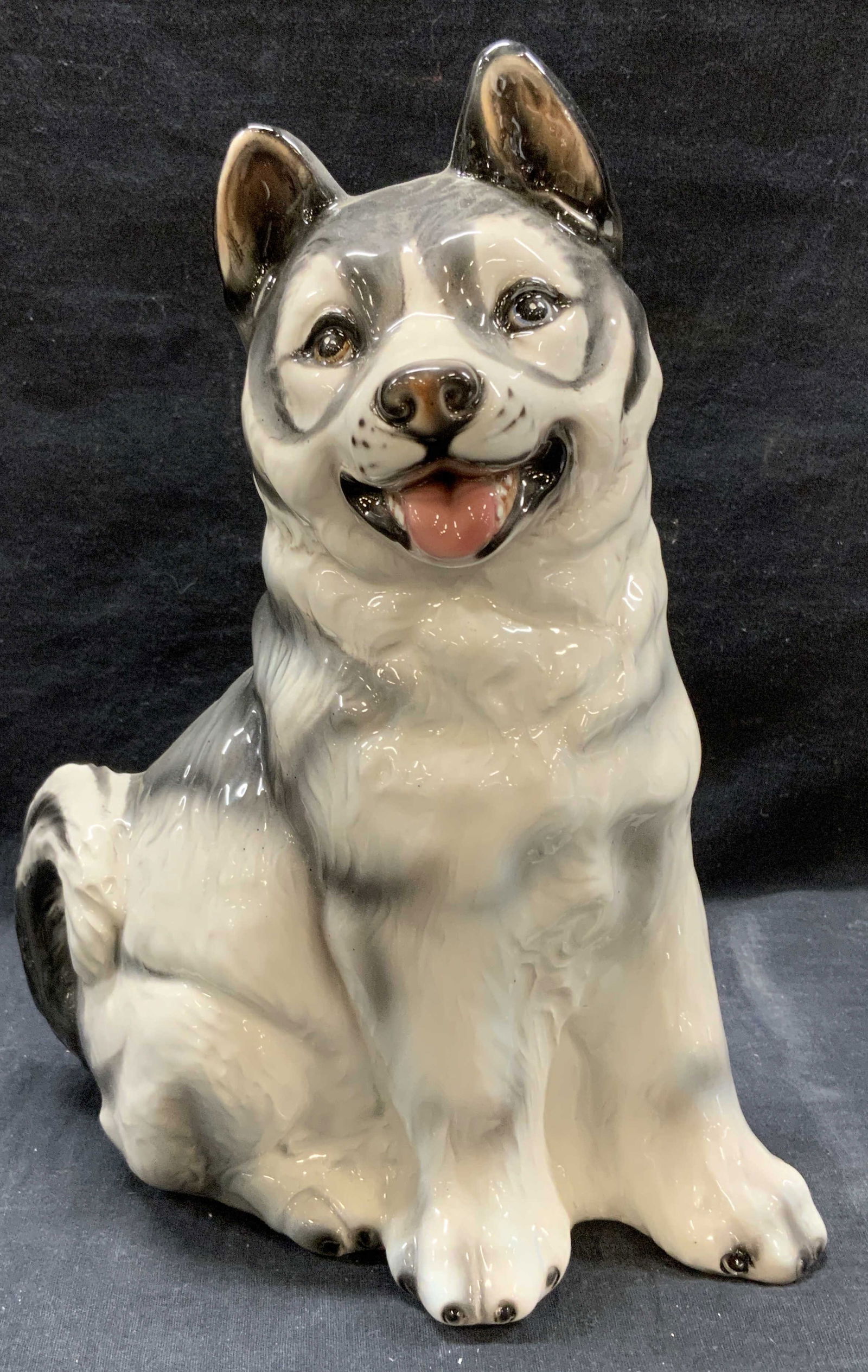 Porcelain HUSKY Dog Statue, Made in Italy (1 of 9)