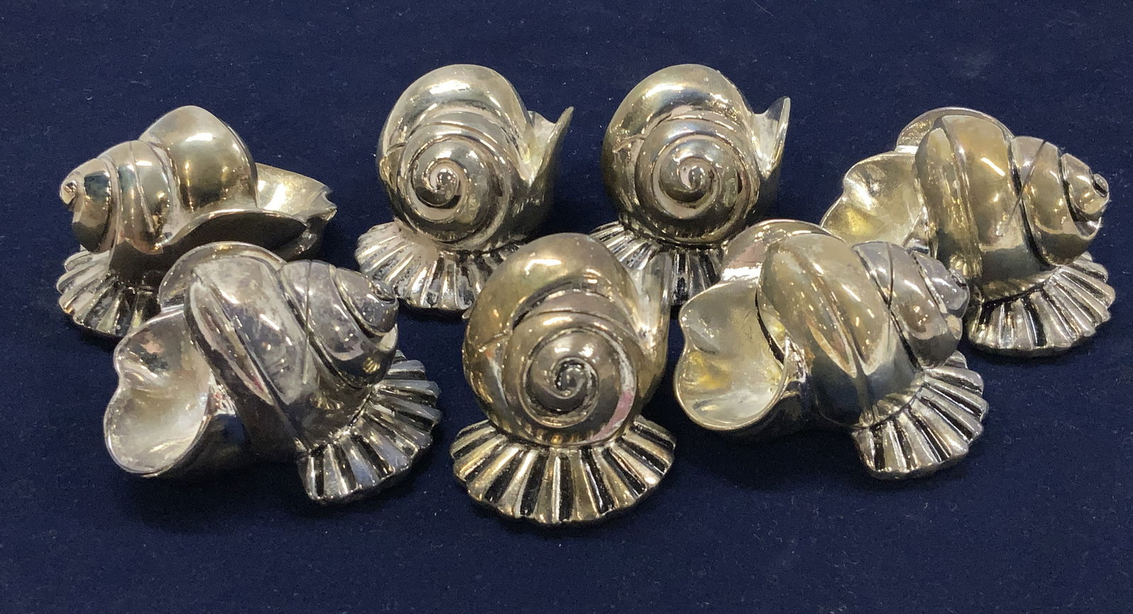 Set 7 Silver Plate Snail Shell Place Card Holders (1 of 6)