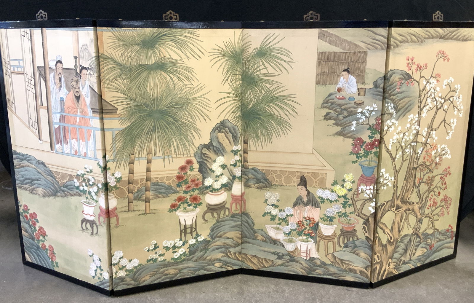 Hand Painted Asian Silk Folding Screen (1 of 11)