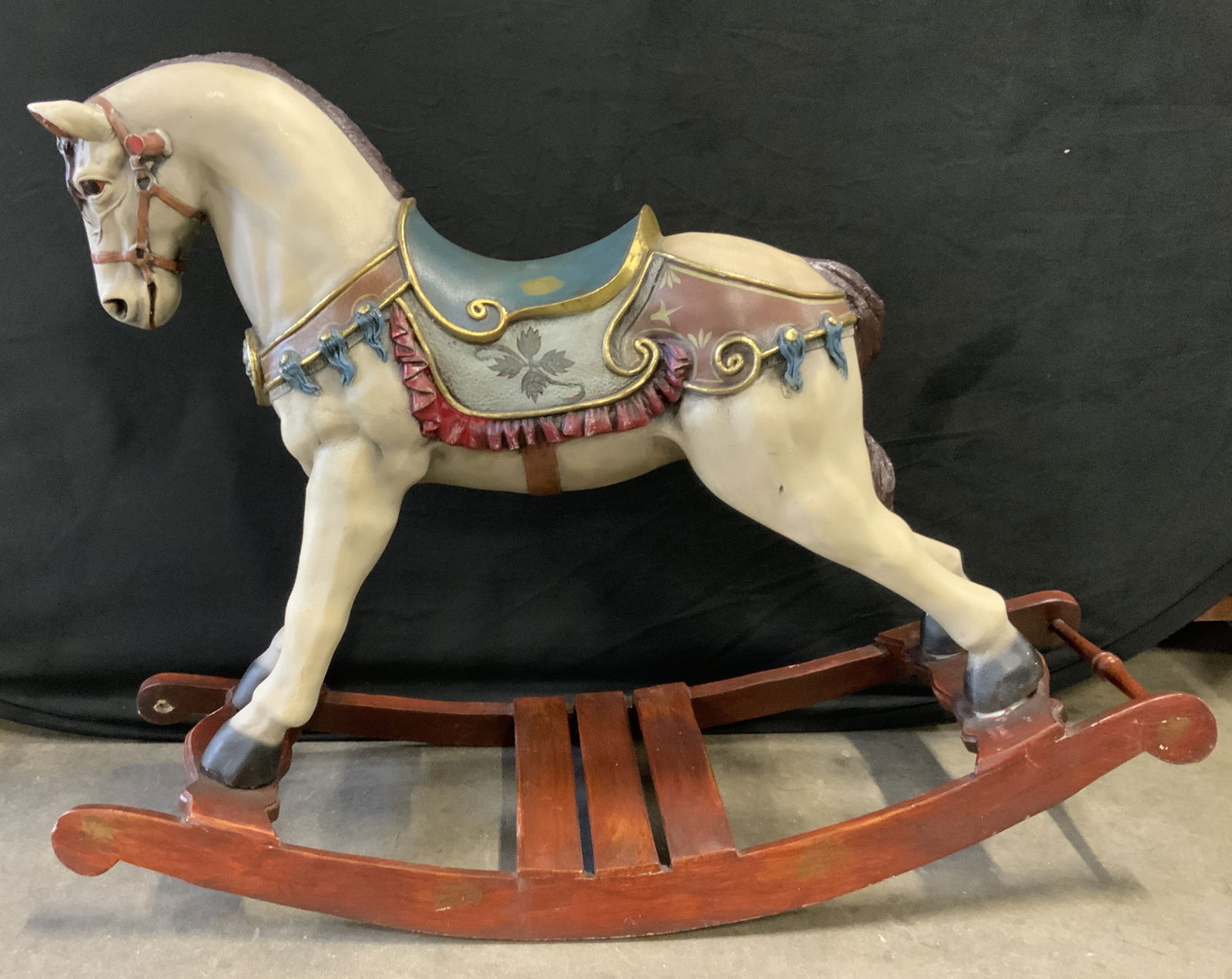 Child Size Antique Painted Rocking Horse, 41 in L (1 of 10)