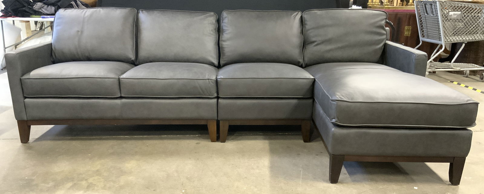 Country Willow Leather 3pc Sectional Charcoal Grey (1 of 7)