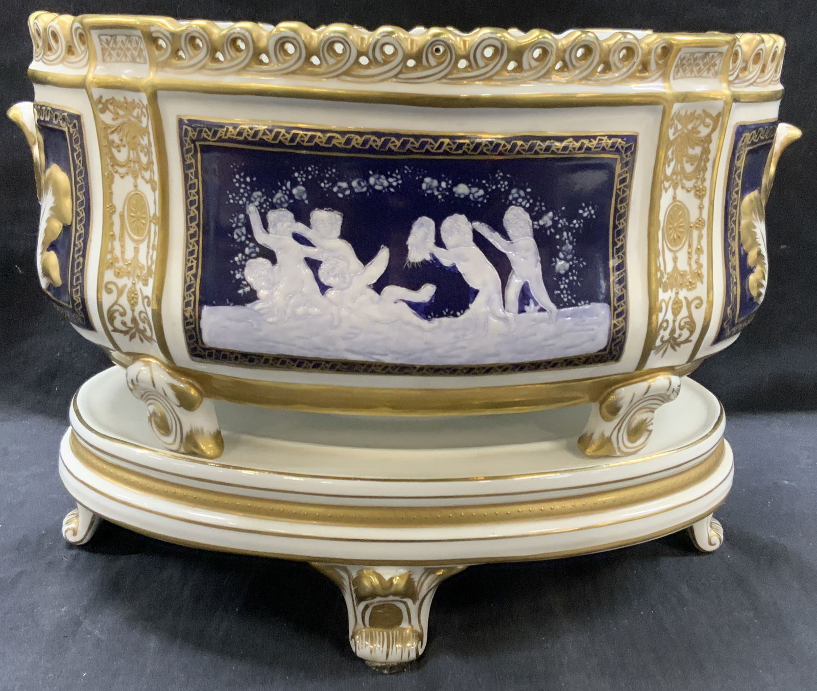 Pate sur Pate Porcelain Footed Planter W Base (1 of 12)