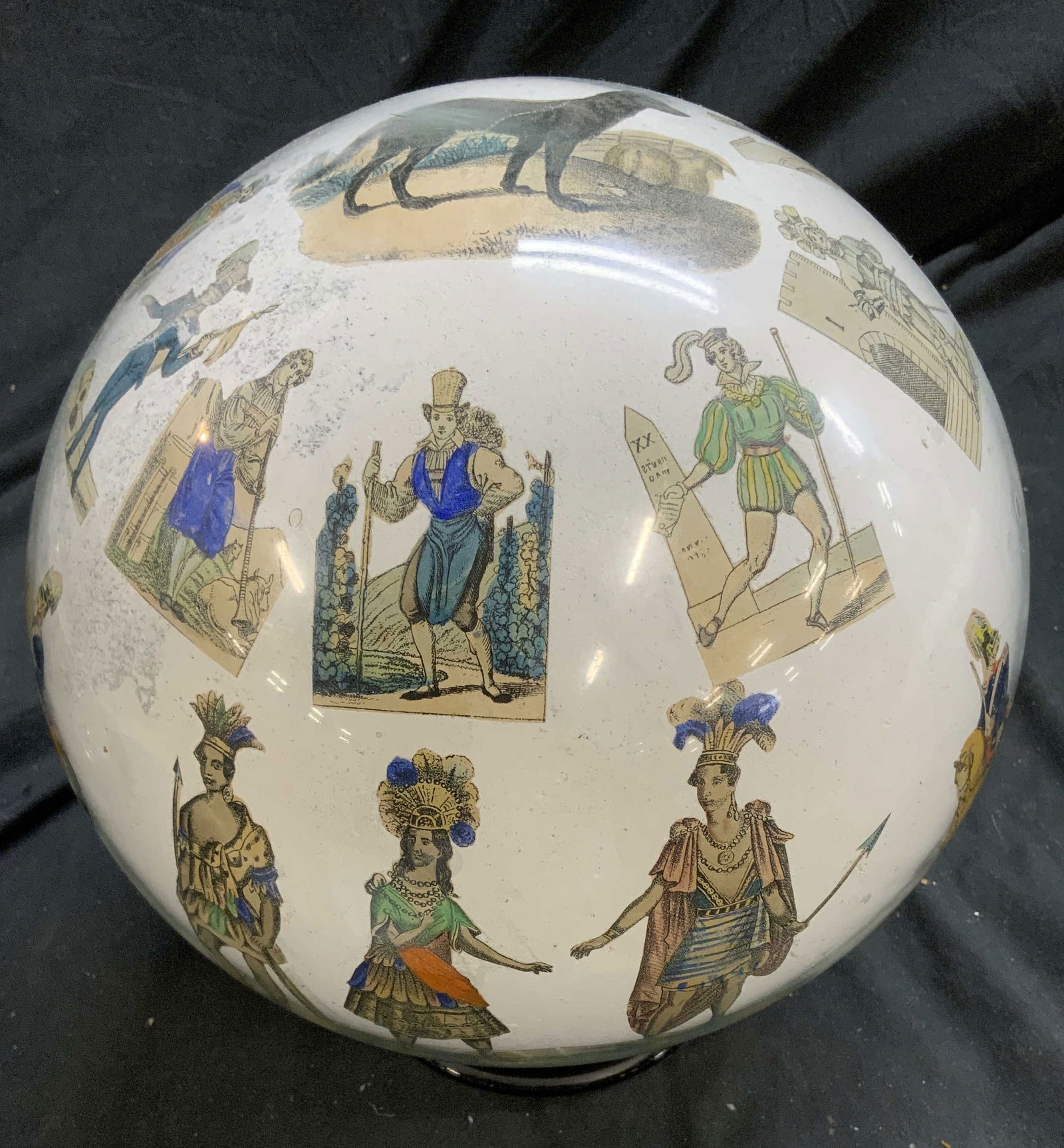 Victorian Potichomania Blown Glass Ball (1 of 9)