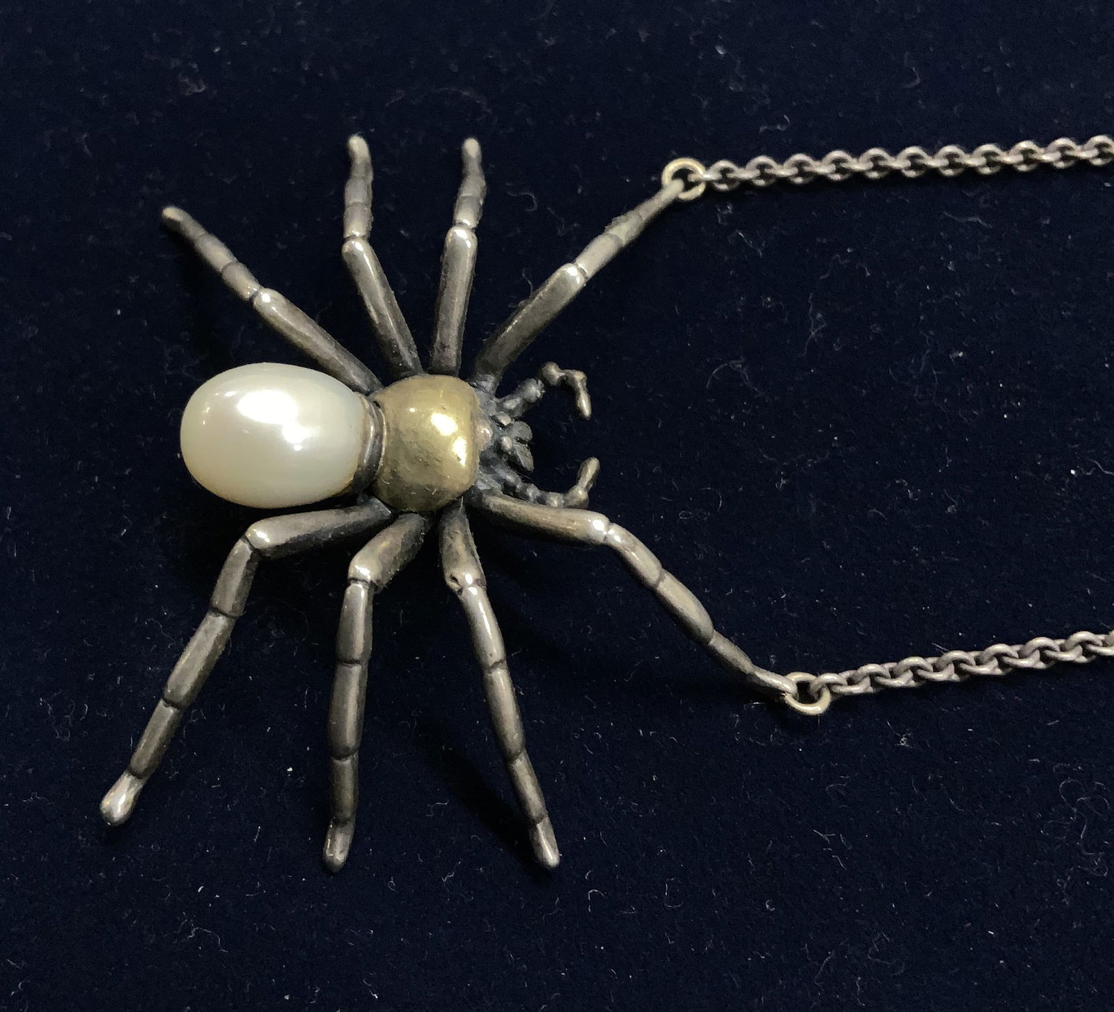 Sterling Silver & Pearl Spider Pendant Necklace (1 of 6)