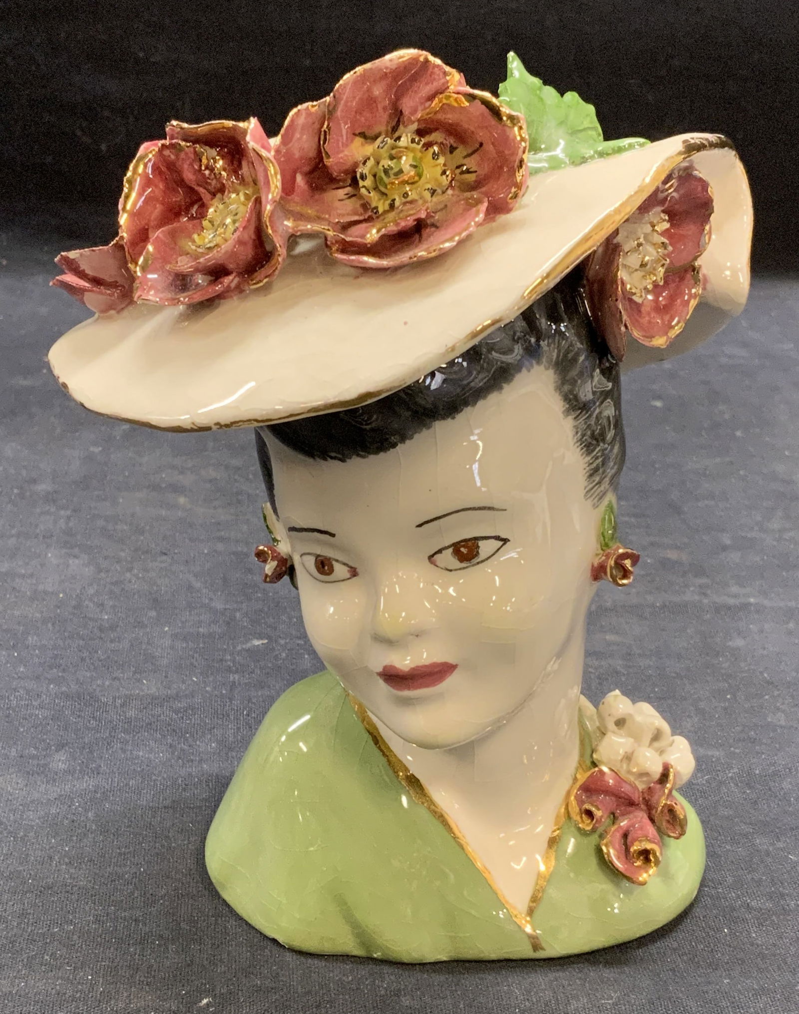 Signed ECC Vintage Ceramic Lady Head Vase (1 of 6)