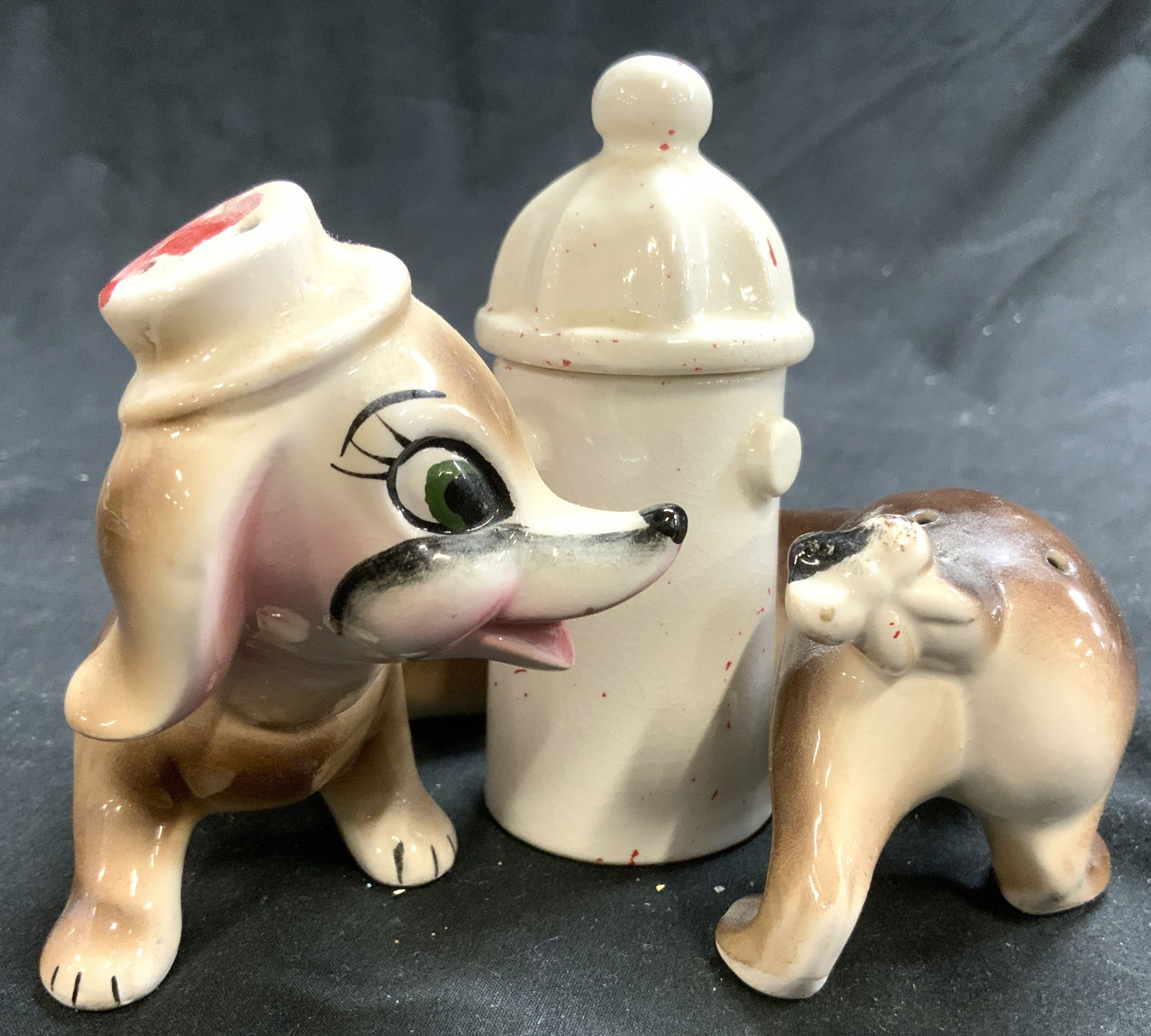 Set 3 Vintage Dog Salt Pepper & Condiment Dish (1 of 6)