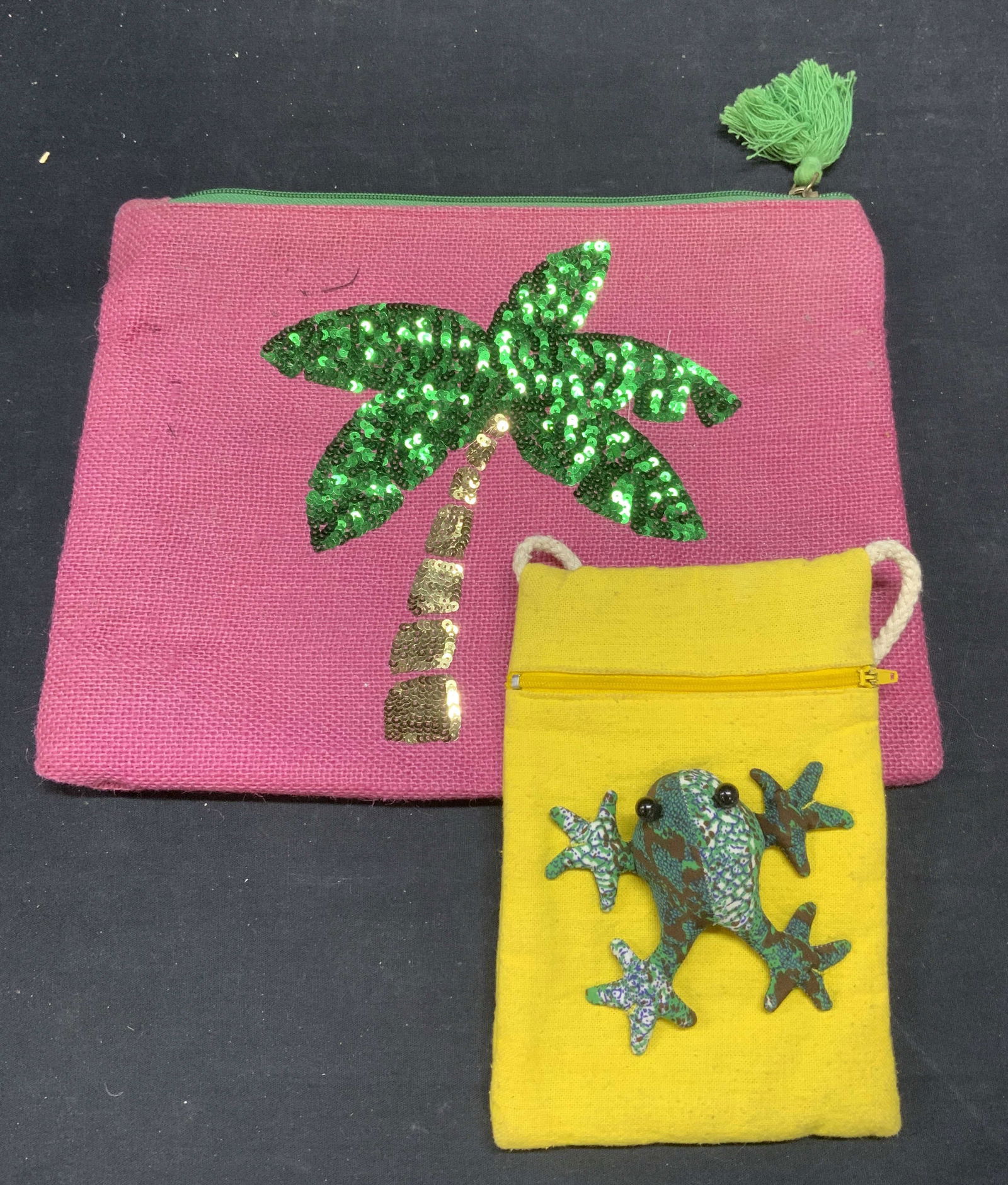 Lot 2 MUDPIE Pink Palm Tree Clutch, More (1 of 7)