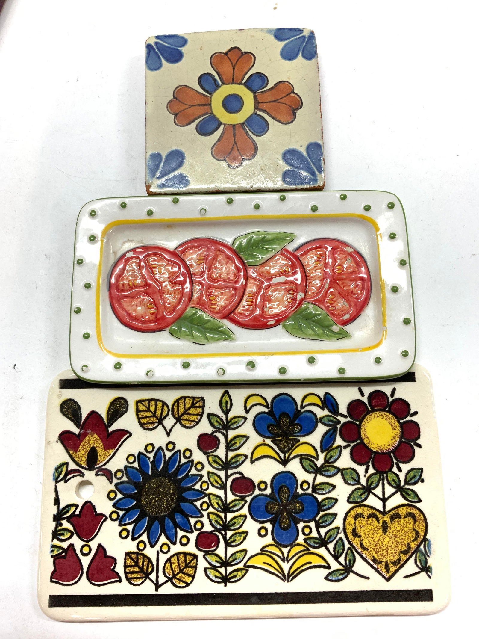 3 Vintage Porcelain Tableware, Terra Cotta Coaster (1 of 6)