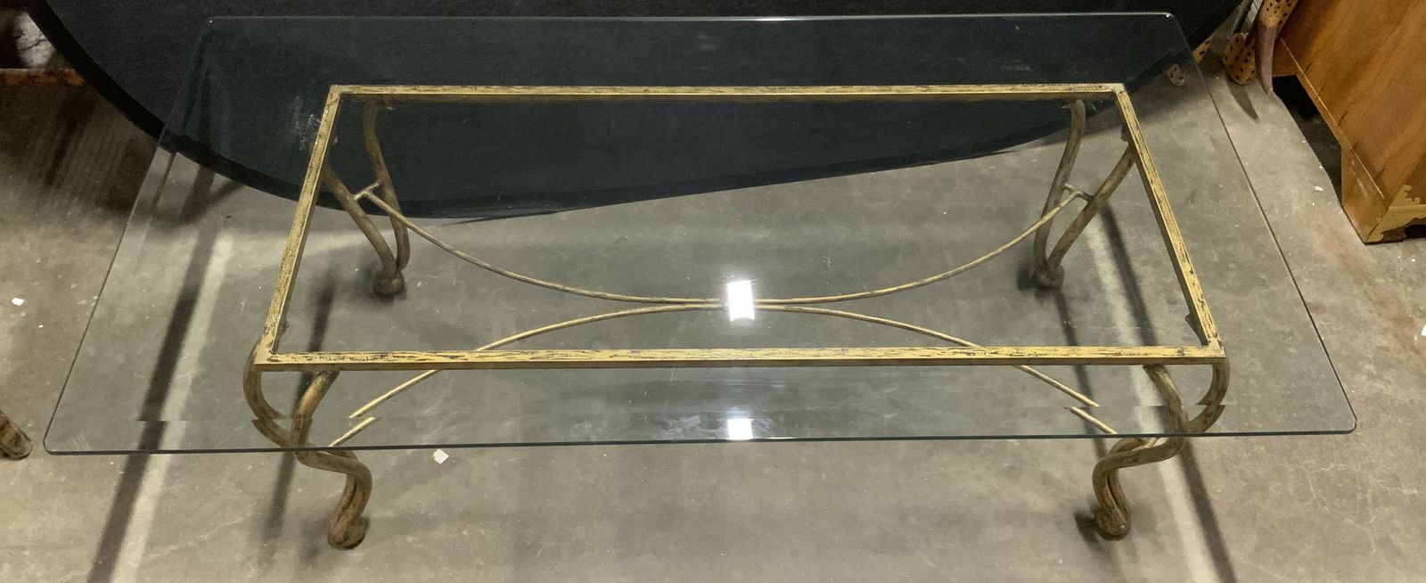 Vintage Gilt Iron Glass Topped Coffee Table (1 of 14)
