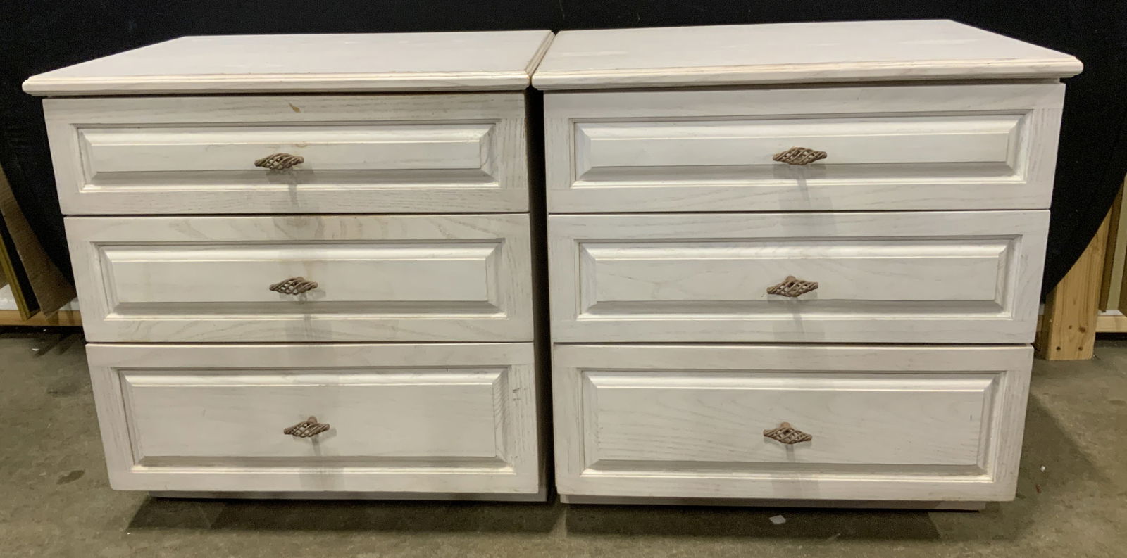 Pair Three Drawer Wooden Nightstands (1 of 11)