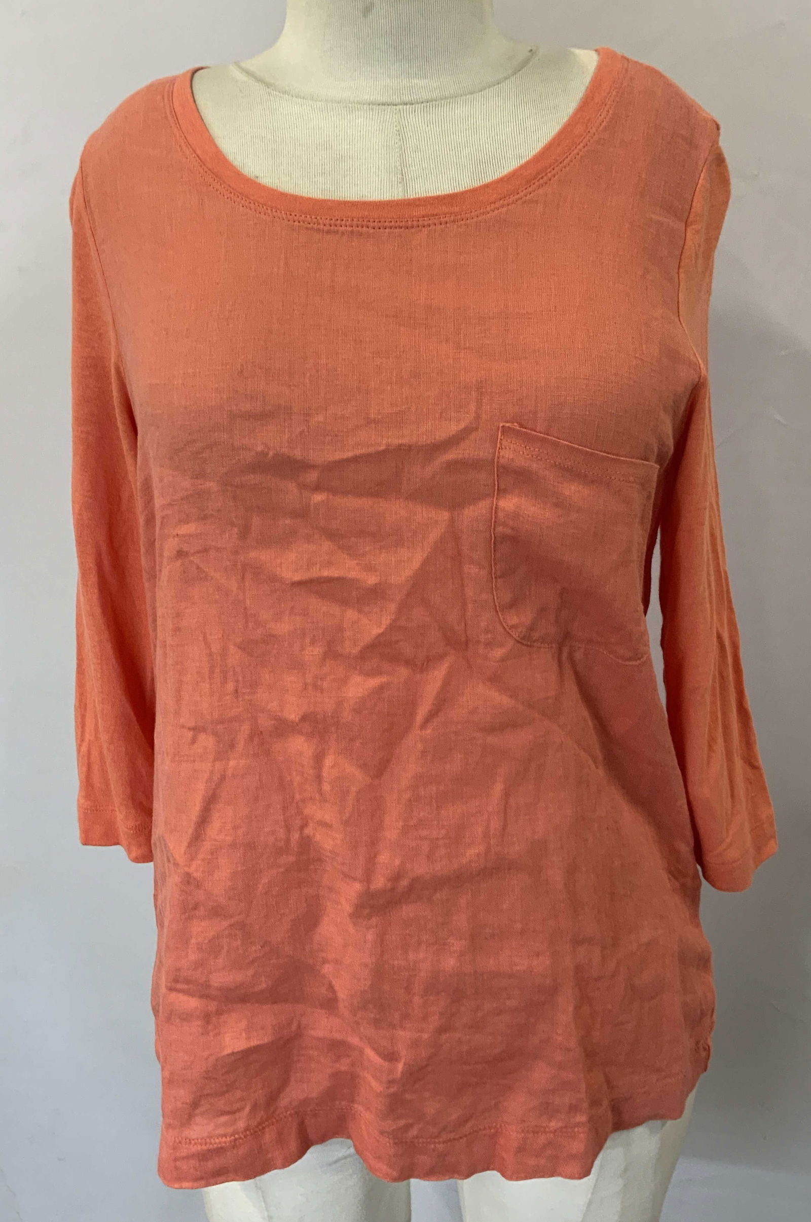 Whyci Orange Linen 3/4 Sleeve Top, Italy (1 of 6)