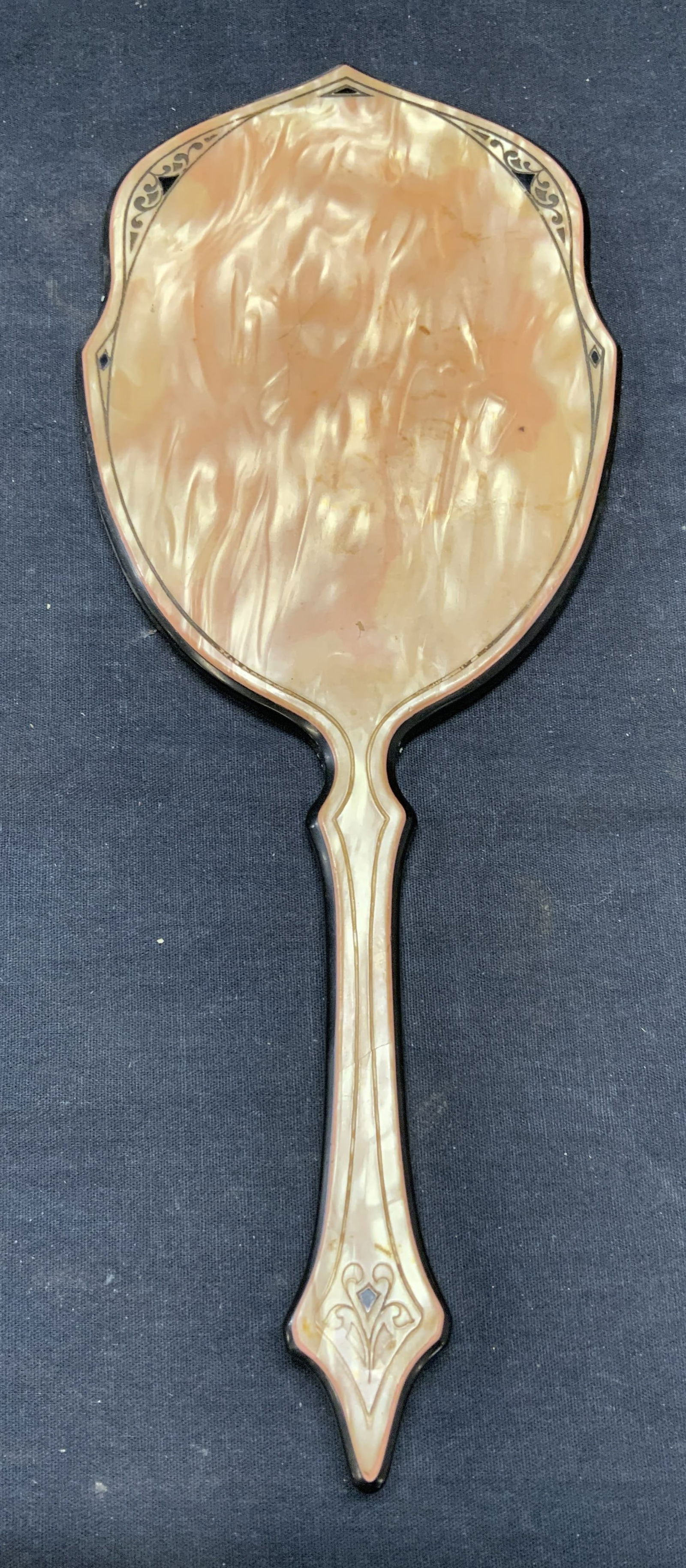Vintage Orange Marbled Acrylic Hand Mirror (1 of 6)